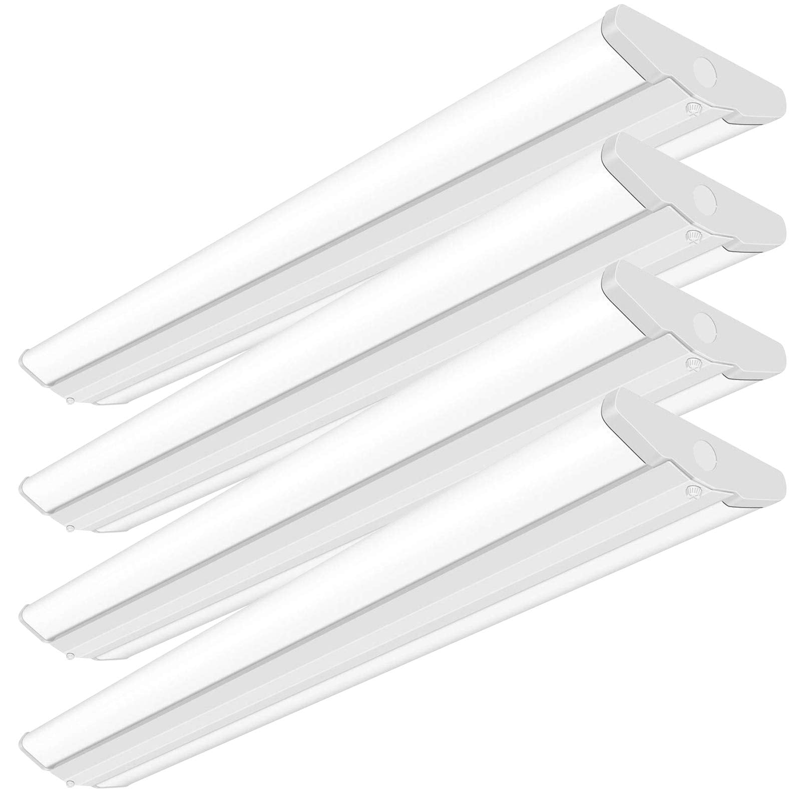 Antlux 4Ft Led Wraparound Light Fixture 50W Ultra Slim Led Shop Lights For Garage, No Glare, 5500 Lumens, 4000K Neutral White, 4 Foot Flush Mount Office Ceiling Wrap Light For Workshop Kitchen, 4 Pack