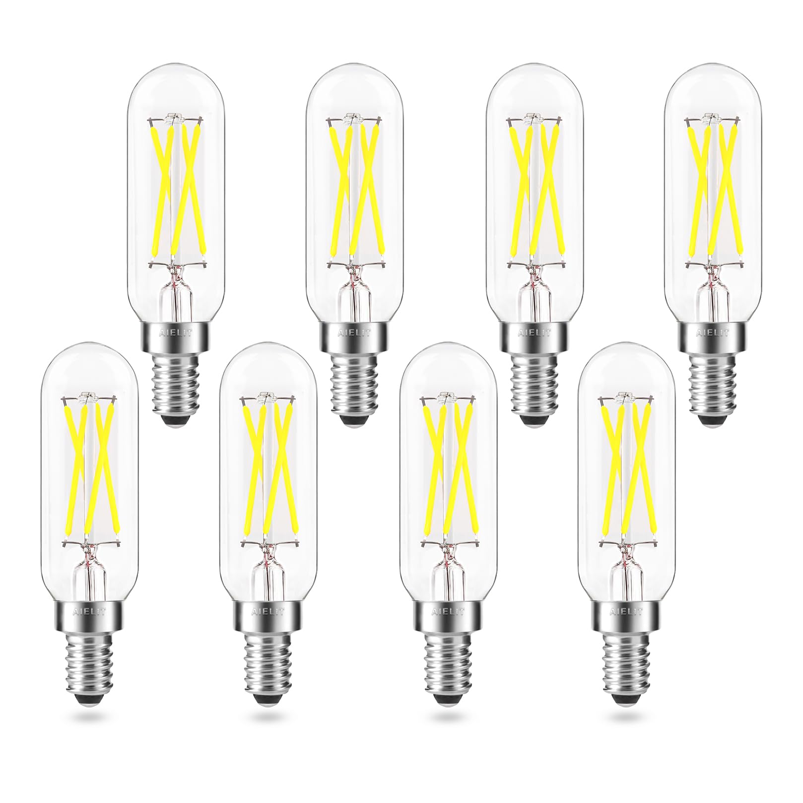 Aielit T8 Light Bulbs, Cool White 6000K, 4W (40 Watts Equivalent) Tubular Led Candelabra Bulb, E12 Small Chandelier Base, Led Fi