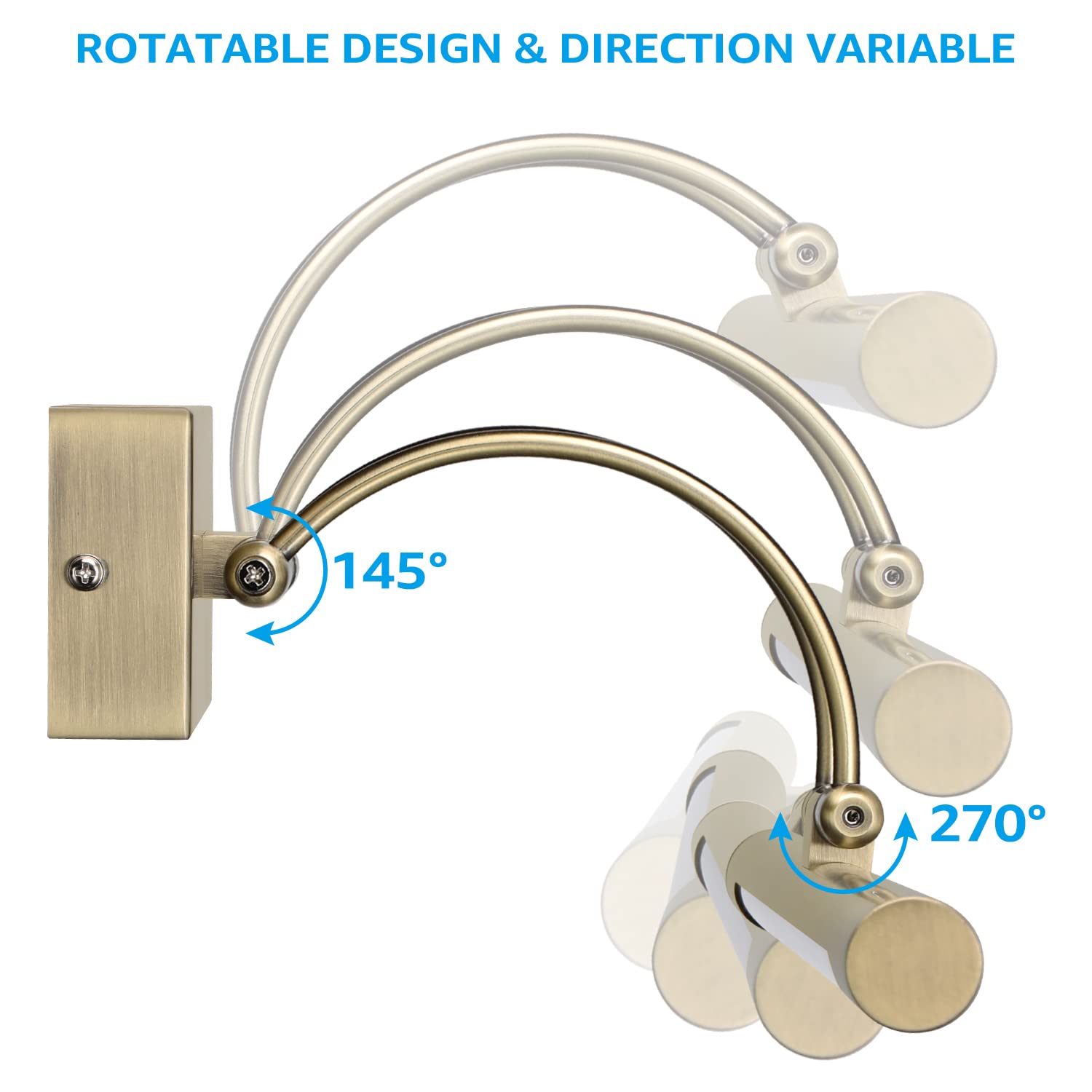 LEONLITE 3CCT Dimmable LED Picture Light, Metal, Antique Brass, Model 52952, Adjustable for Artwork and Portraits