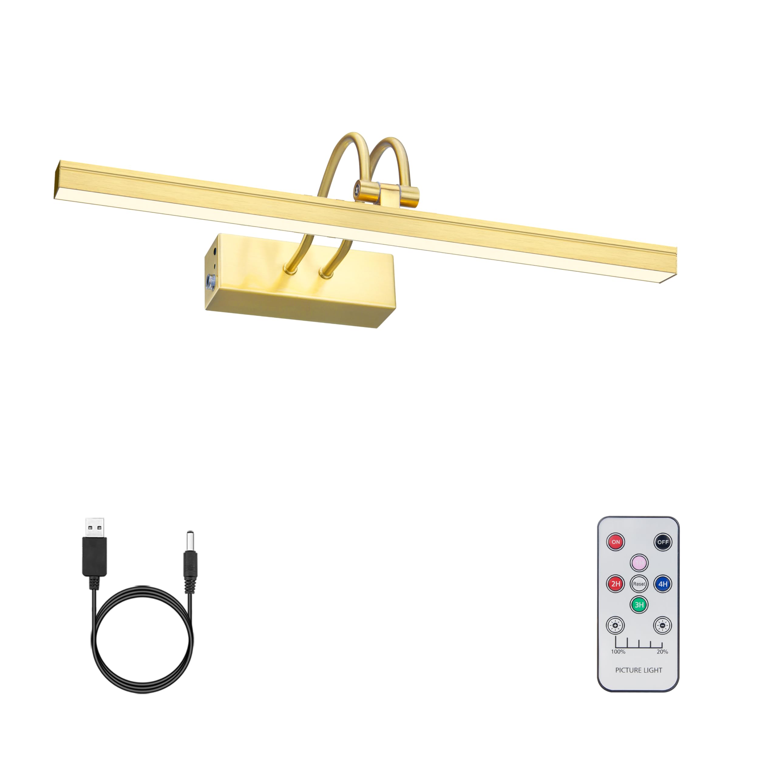 FUNCHDAY Picture Light Wireless, 13inch Rechargeable Battery Operated Gallery Painting Light with Remote, 280LM Dimmable Metal A