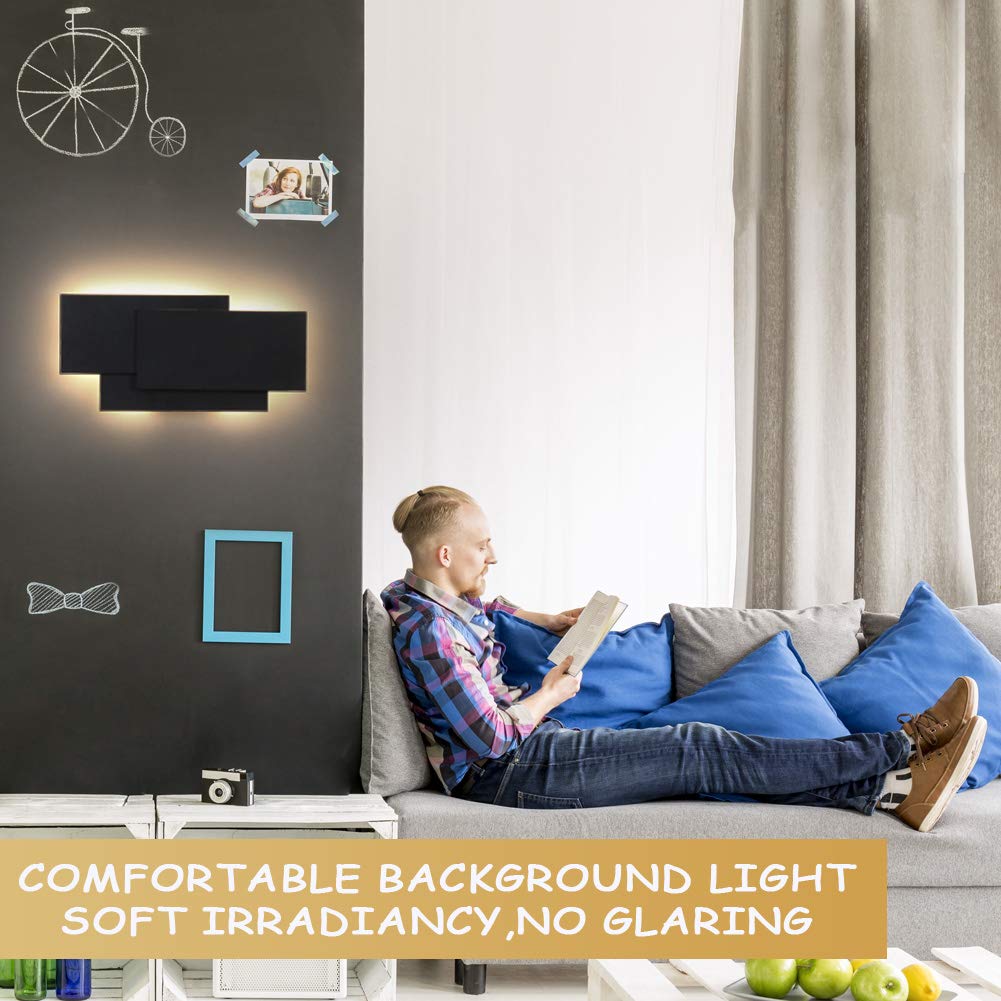 Ralbay LED Wall Sconce Matte Black 15.75in/36W Warm White 3000K Model 6809