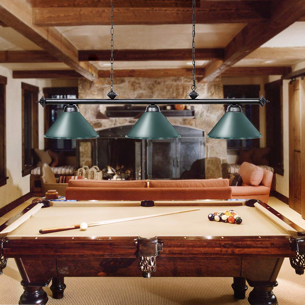Wellmet Pool Table Light, 59Hanging Billiard Lights, Adjustable Kitchen Island Lighting Fixture For Billiard Bar Table, Green