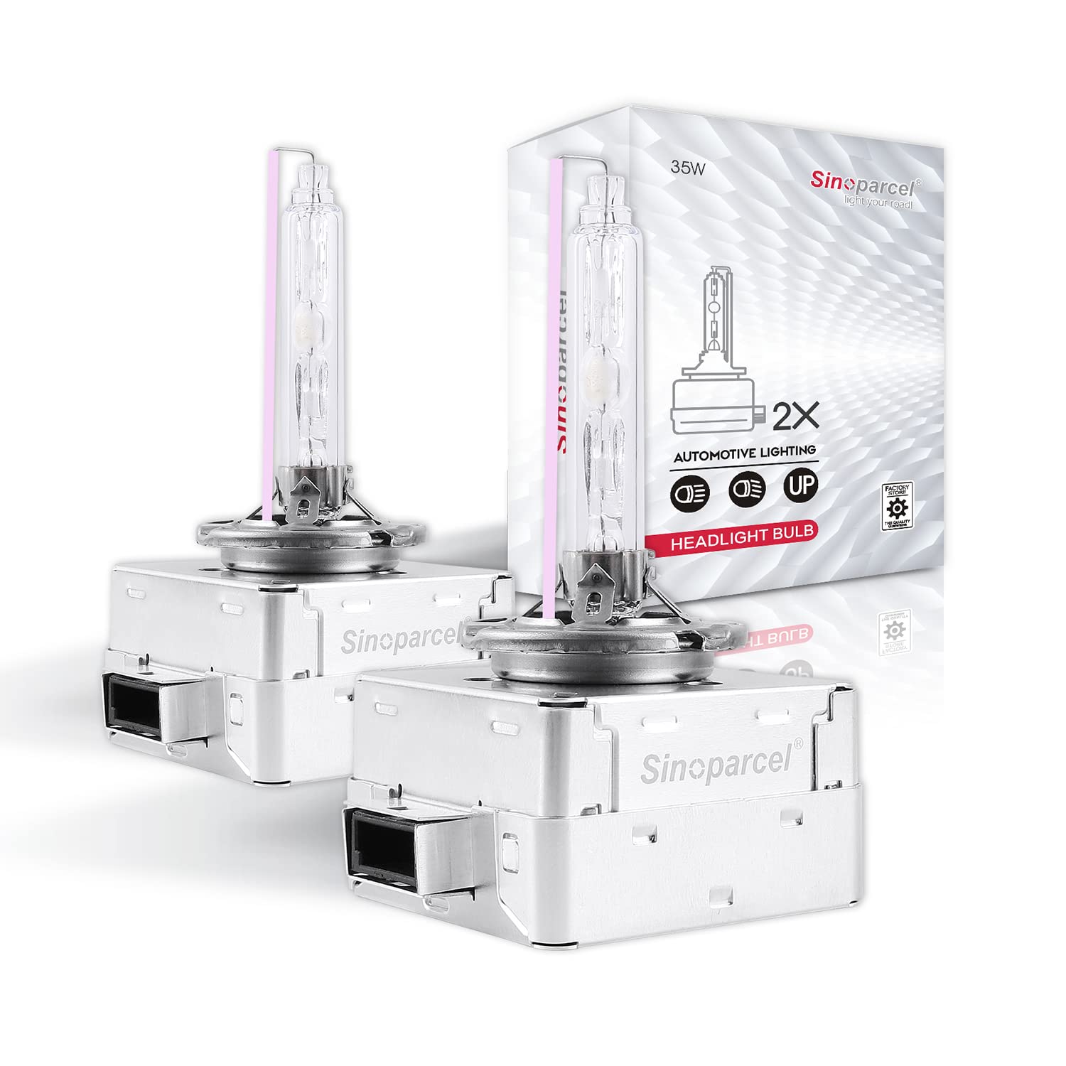 Sinoparcel D1S/D1R Xenon HID Headlight Bulb - 10000K 35W High Low Beam Replacement Lights - Pack of 2
