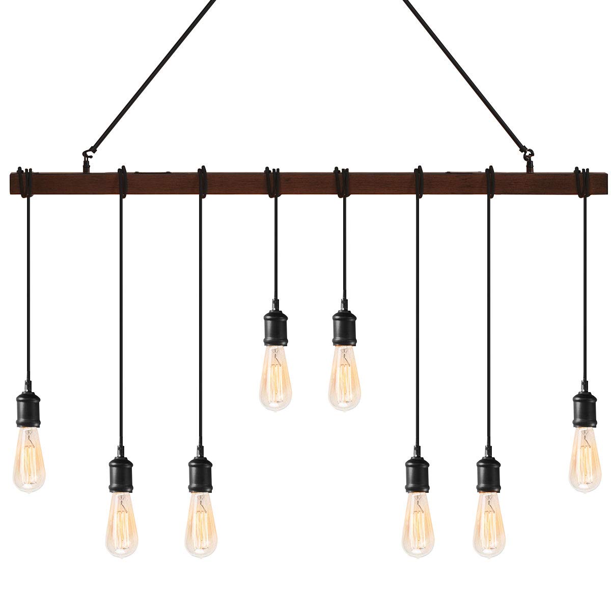 Tangkula 8-Light Industrial Pendant Light, Adjustable Suspension, Iron, Black, Model light24666, Vintage Chandelier for Home Decor