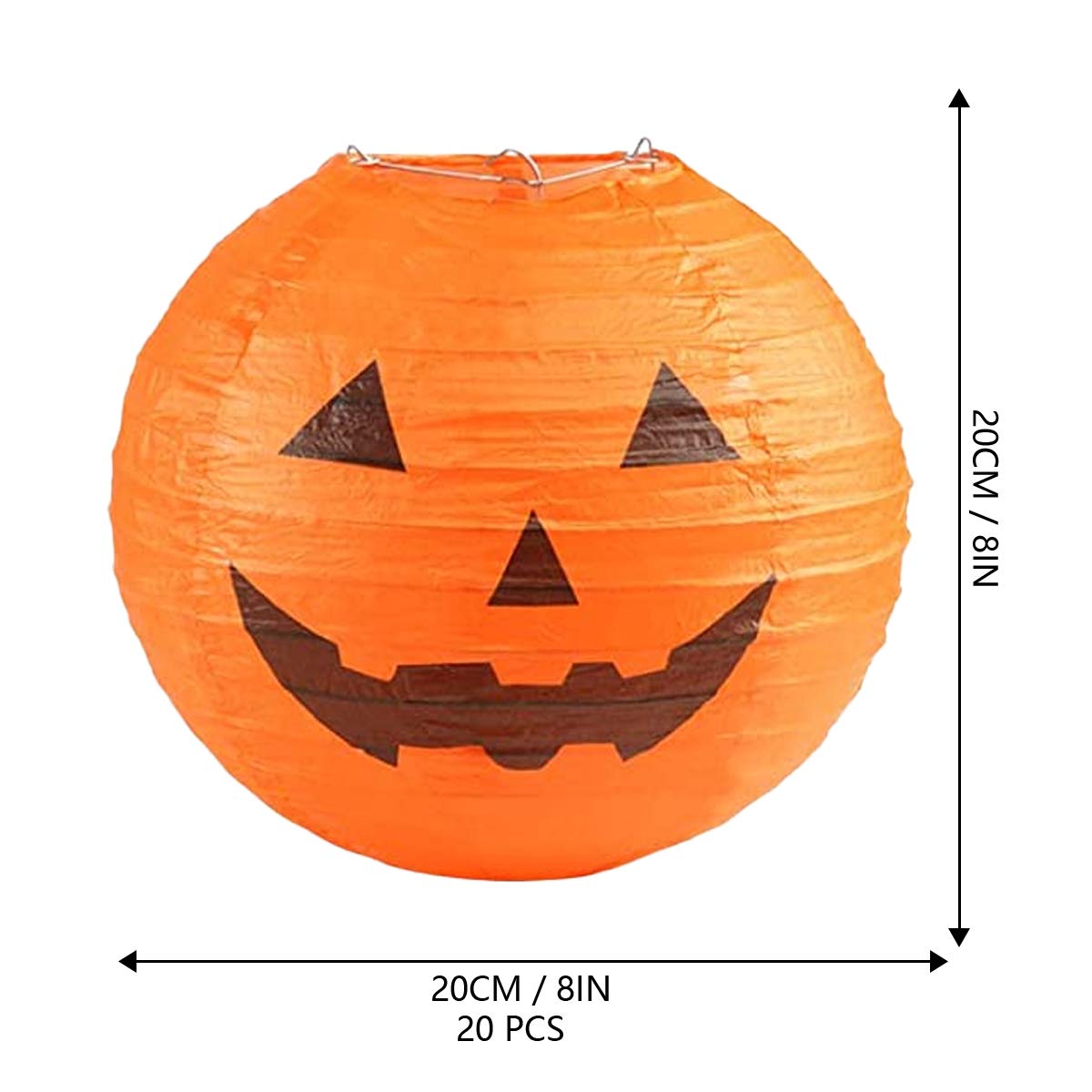 Jangostor 20 Pcs Halloween Pumpkin Paper Lantern Jack O Lantern Pumpkin Hanging Paper Lantern For Halloween Party Parties Garden Decoration, 8 Inches (Orange)