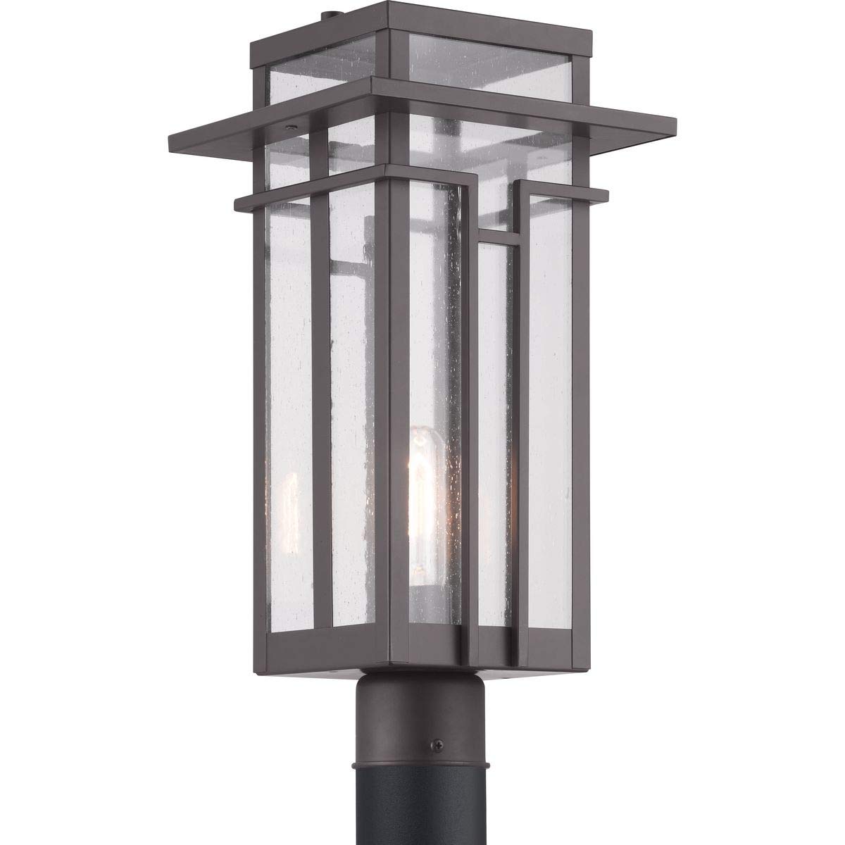 Progress Lighting Boxwood Outdoor Post Lantern Light, 1-Light, Antique Bronze, 18.25x9.00x9.00, Alloy Steel, Model P540010-020
