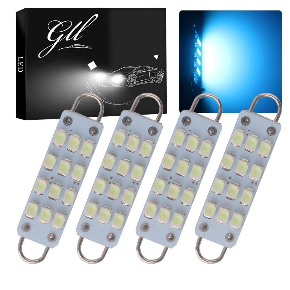 4 X 44Mm(1.73&quot;) 12-Smd 1210 3528 Chip Rigid Loop Festoon Led Bulbs For Car Interior Light Dome Map Light Door Courtesy Lights 561 562 567 (4-Pack, Ice Blue)
