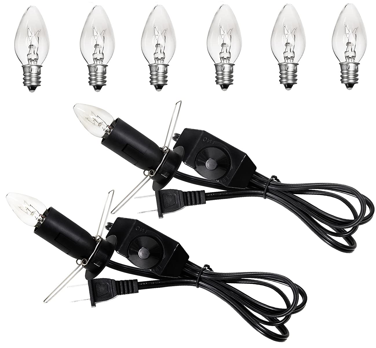 Venforze Himalayan Salt Lamp Cord Replacement With Dimmer Switch & E12 Bulbs - 2 Packs