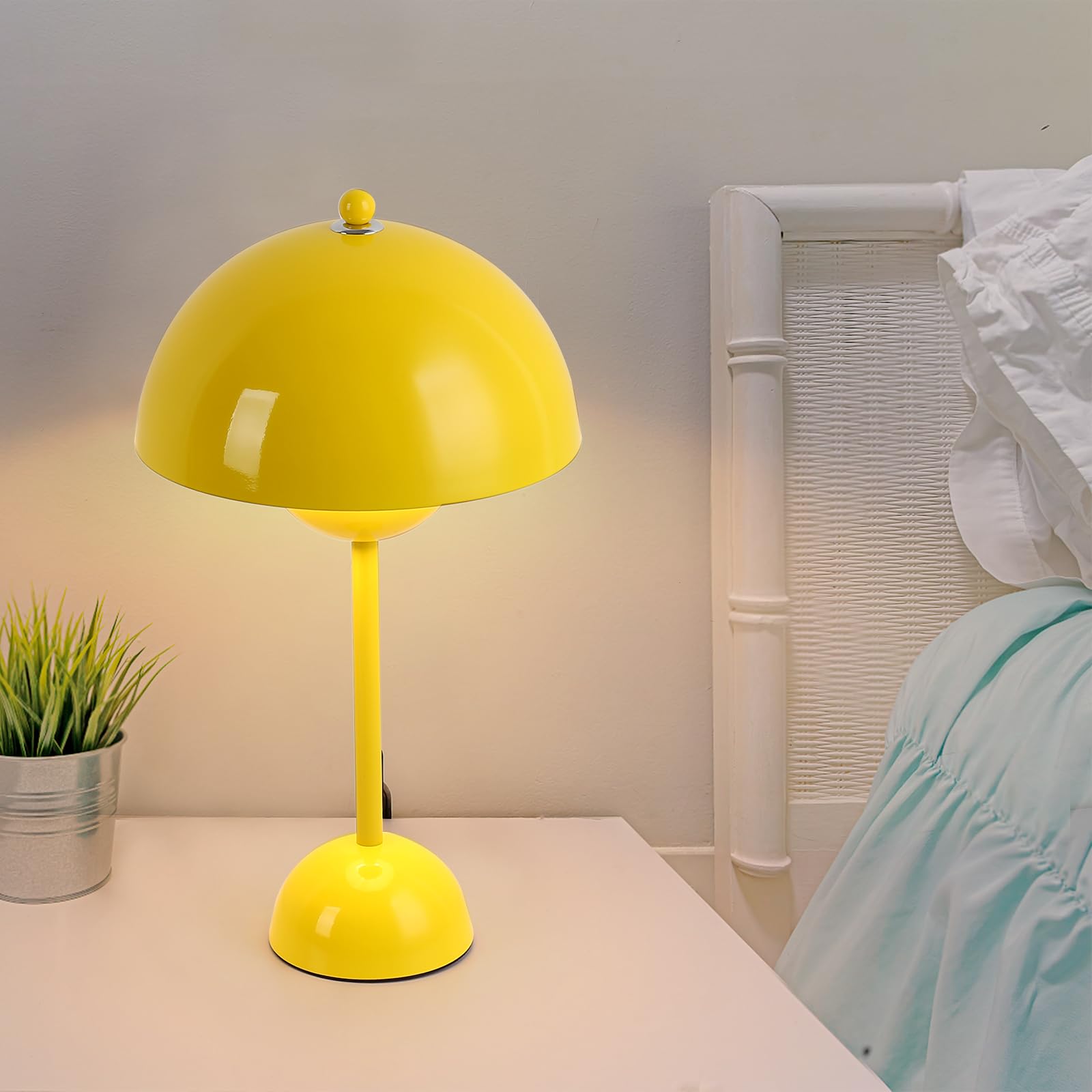 COSYLUX Modern Table Lamp - Metal Dome Shade Reading Light for Bedroom, Office, Kids Room - Yellow