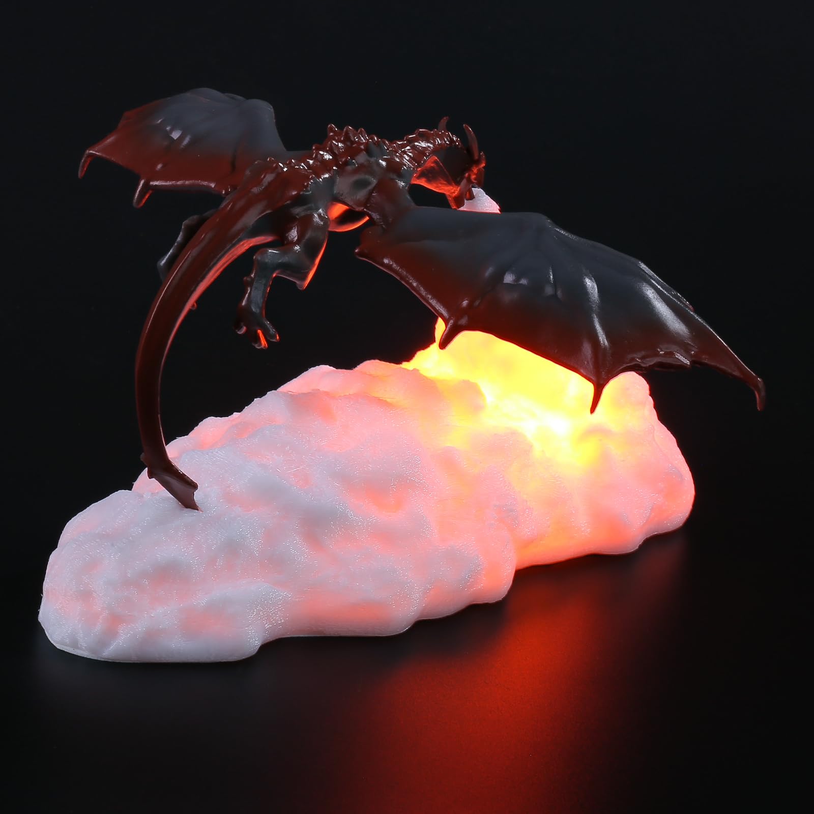 HGomx 3D Printed Fire Dragon LED Night Light, USB Rechargeable Lamp for Kids Room