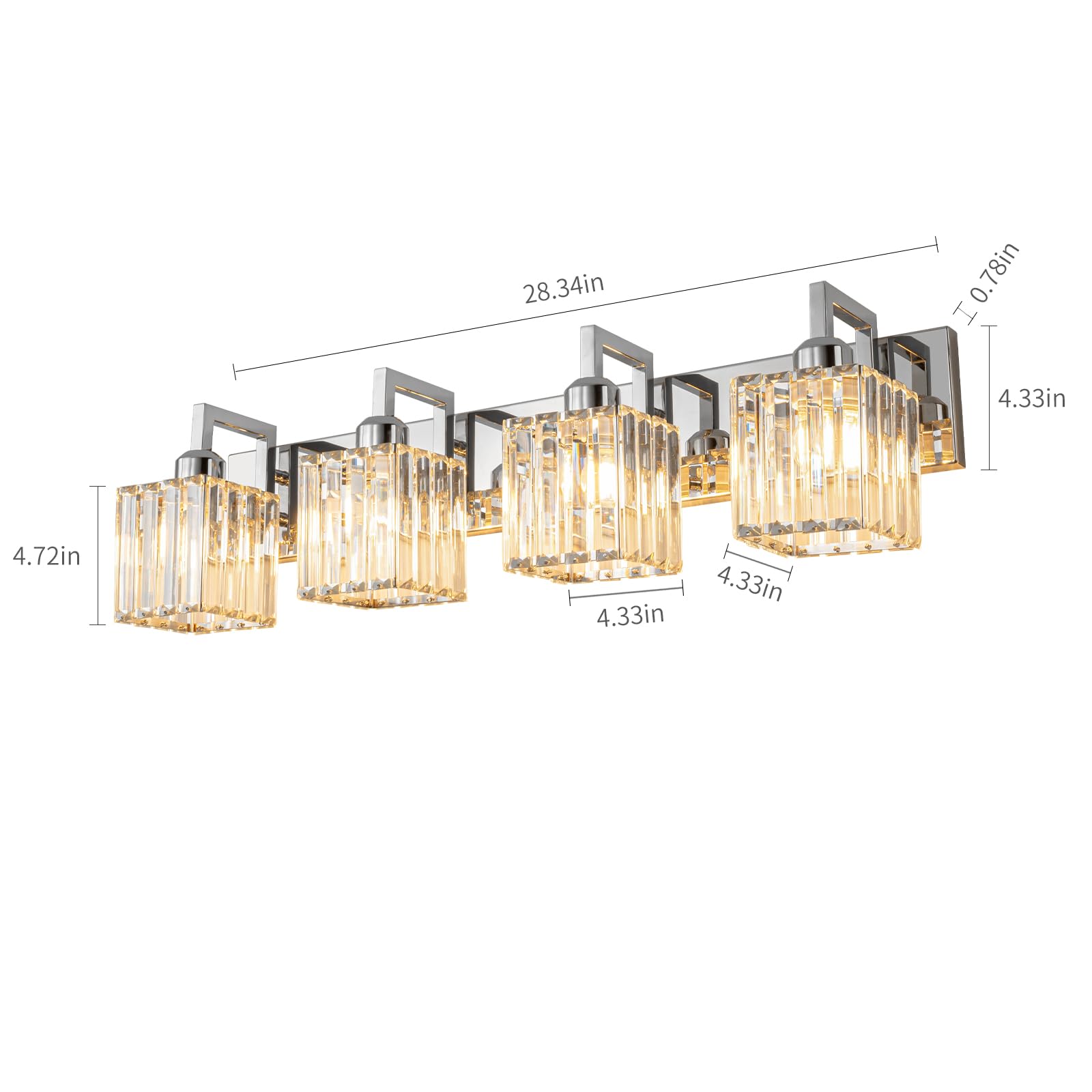 FDPBY Modern Bathroom Vanity Light 4-Light Chrome Crystal Wall Lamp JW-003