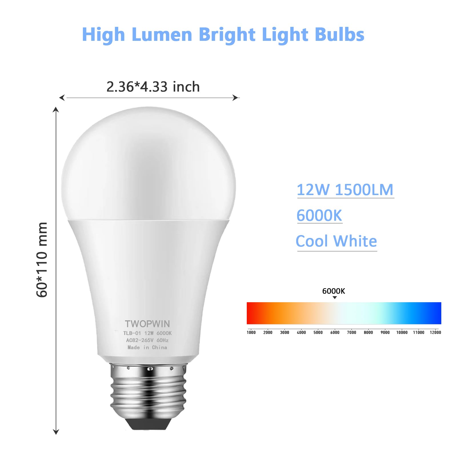 Twopwin Garage Door Opener Light Bulbs, 12W High Brightness 1500Lm, Minimize Interference Led Light Bulbs For Garage Door Opener