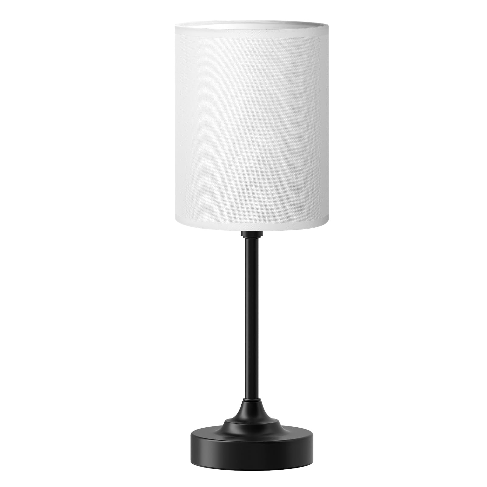 Dicoool Touch Bedside Table Lamp - 3 Way Dimmable, 14.6in, Metal and Fabric, White Shade - Black Base, Model 15-22