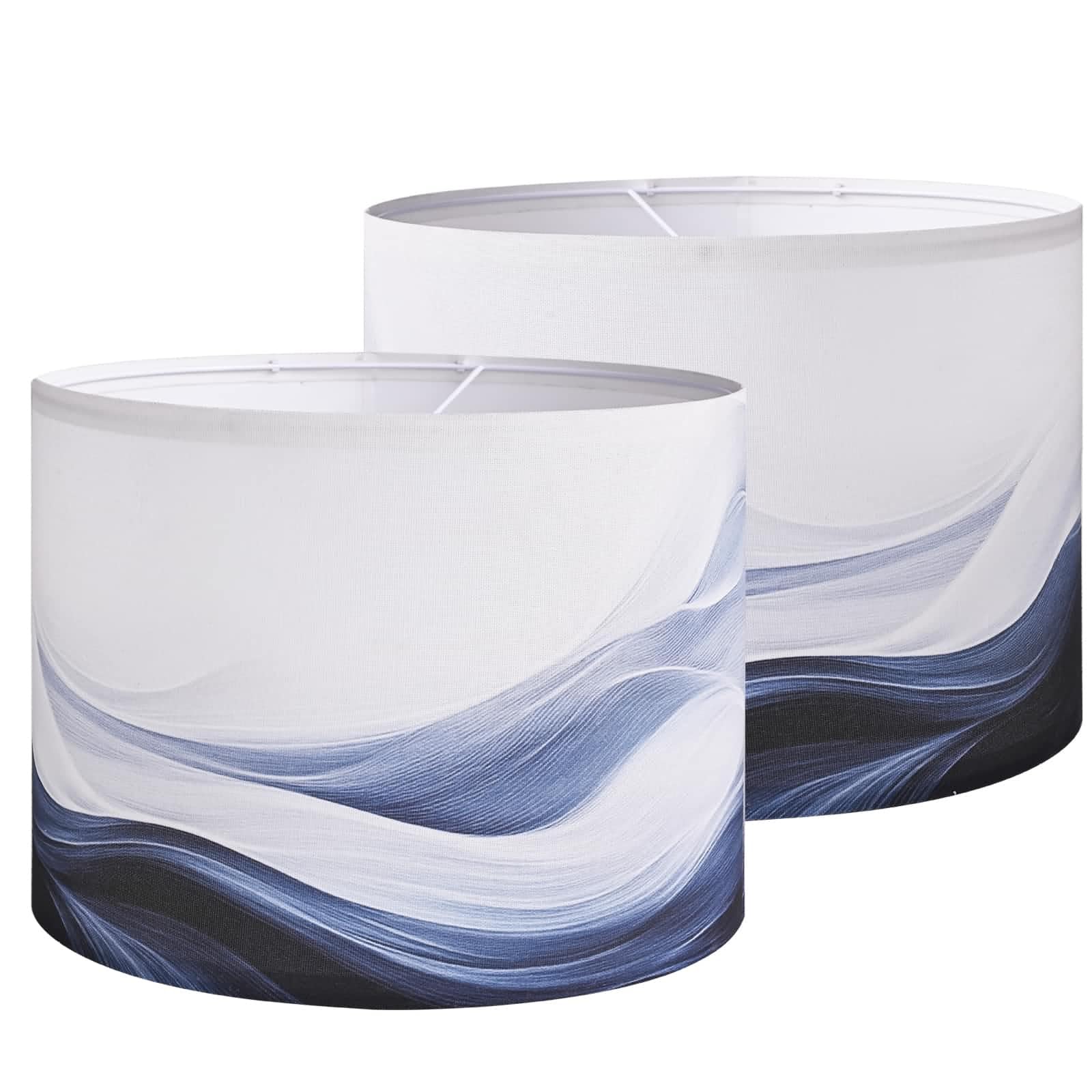 Haultop Lamp Shades set of 2 with Waves and Oceans, 13x13x10in Fabric Lamp Shades for Table Lamps, Blue lamp shades, Support Spi