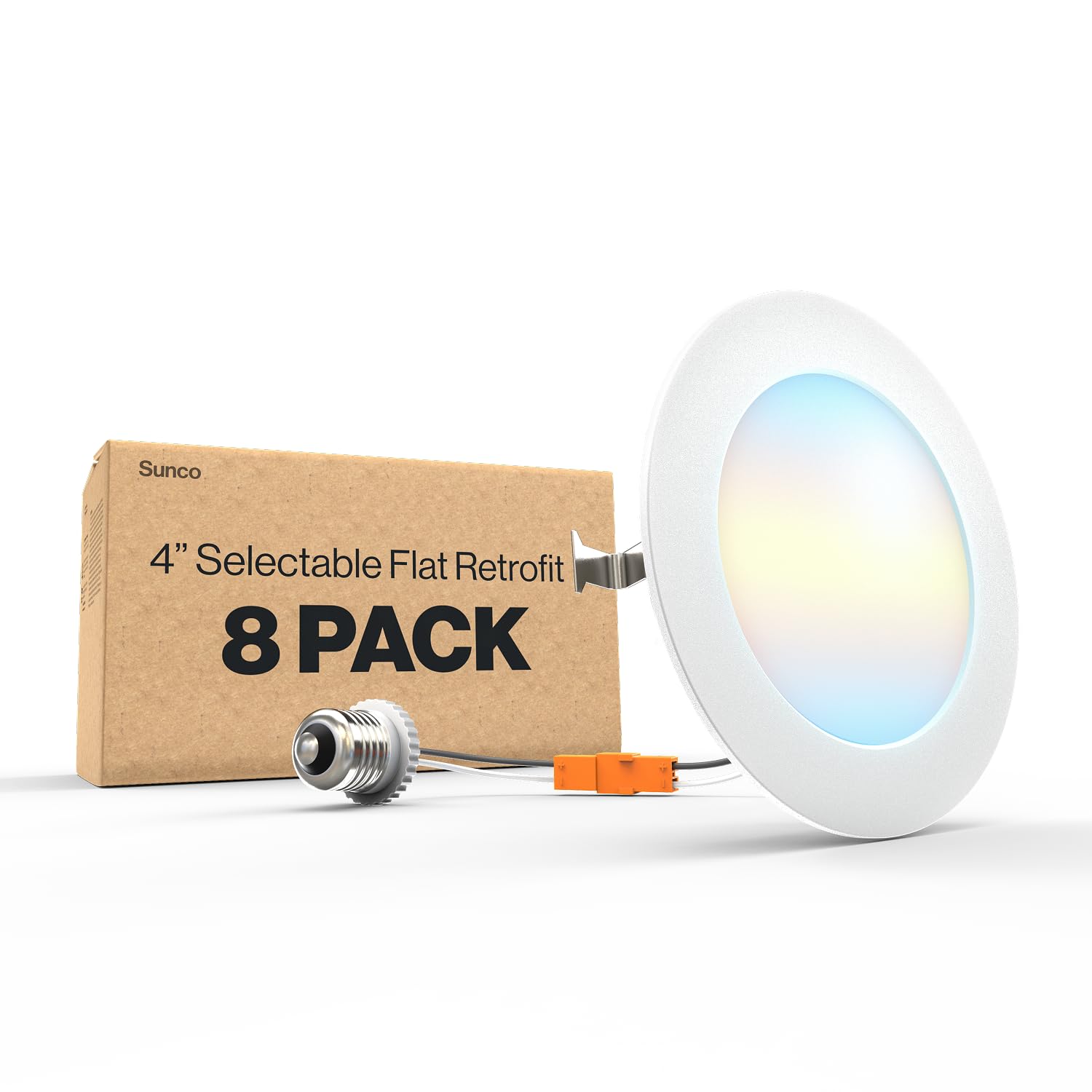 Sunco 8 Pack 4 Inch Led Flat Recessed Light  Retrofit Ceiling Can Lighting  800 Lm  Selectable Cct 2700K/3000K/4000K/5000K  Dimmable  10W=60W  50 000 Lifetime Hours Ul