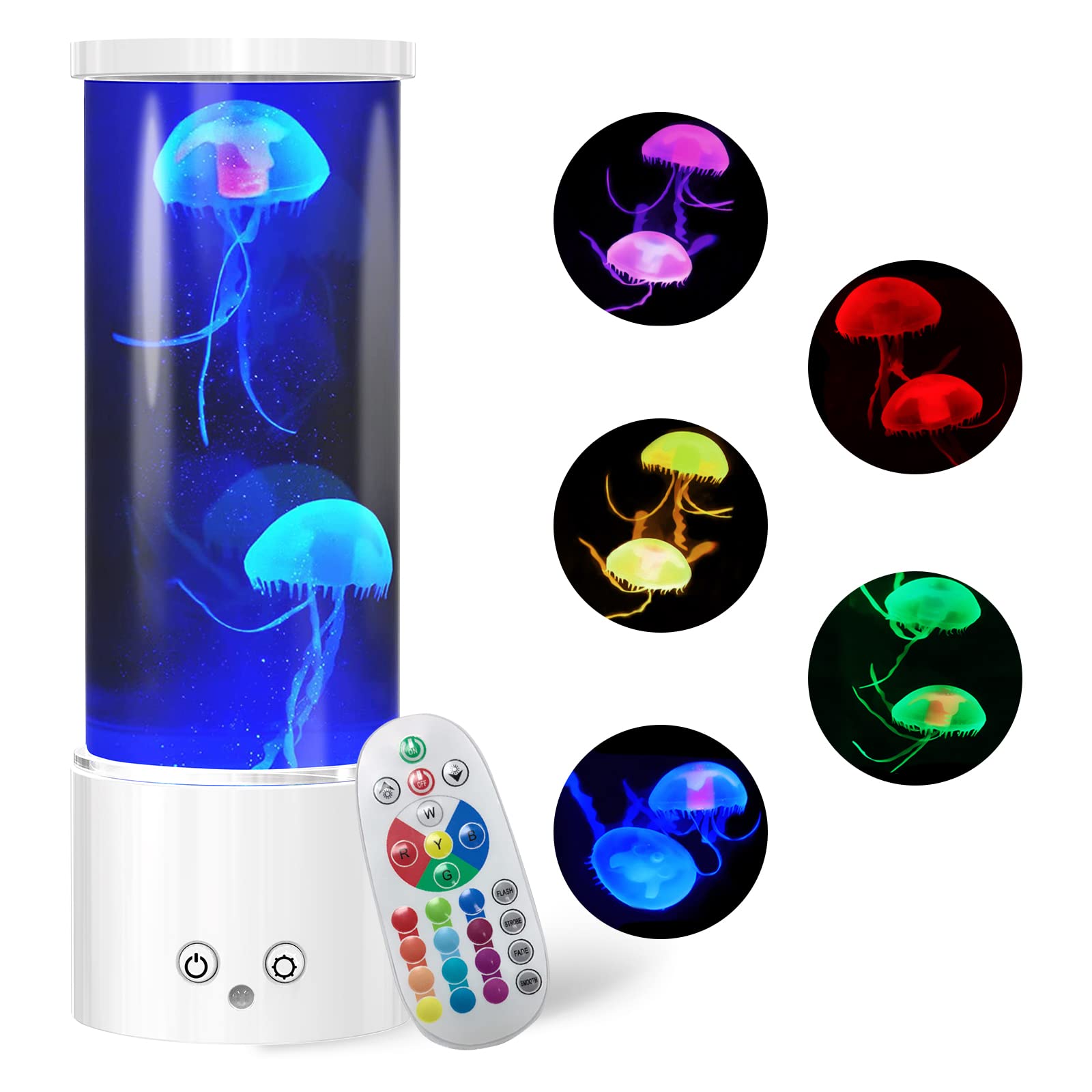 KIKILIVE Jellyfish Lamp, LED Jellyfish Tank Table Lamp with Remote Control,17 Color Changing Dimmable Aquarium Night Light for H