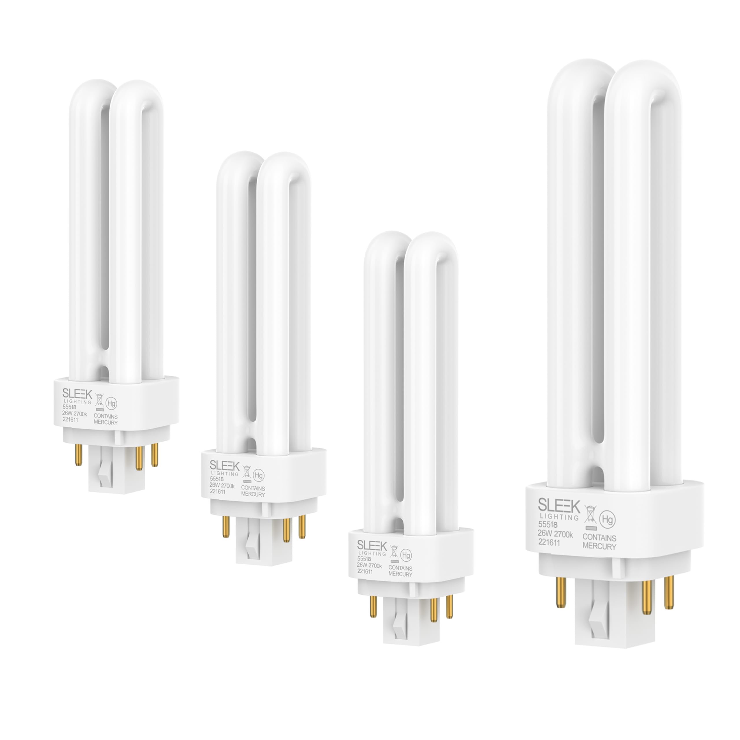 Sleeklighting 26 Watt T4 Double Tube Cfl 4 Pin G24Q-3 Base Light Bulb 2700K 1500Lm -Ul Listed,Compact Fluorescent -Warm White Li