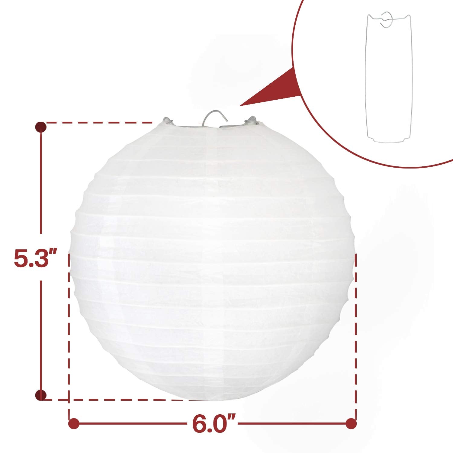 Novelty Place 6 Inch White Paper Lanterns, Pack of 10, Metal & Paper, Ideal for Home, Party & Wedding Decorations