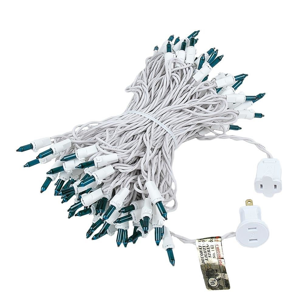 Novelty Lights 100 Light Teal Mini String Light Set, 50 Long, White Wire, Indoor/Outdoor, UL Listed, Model MRD-25B-4