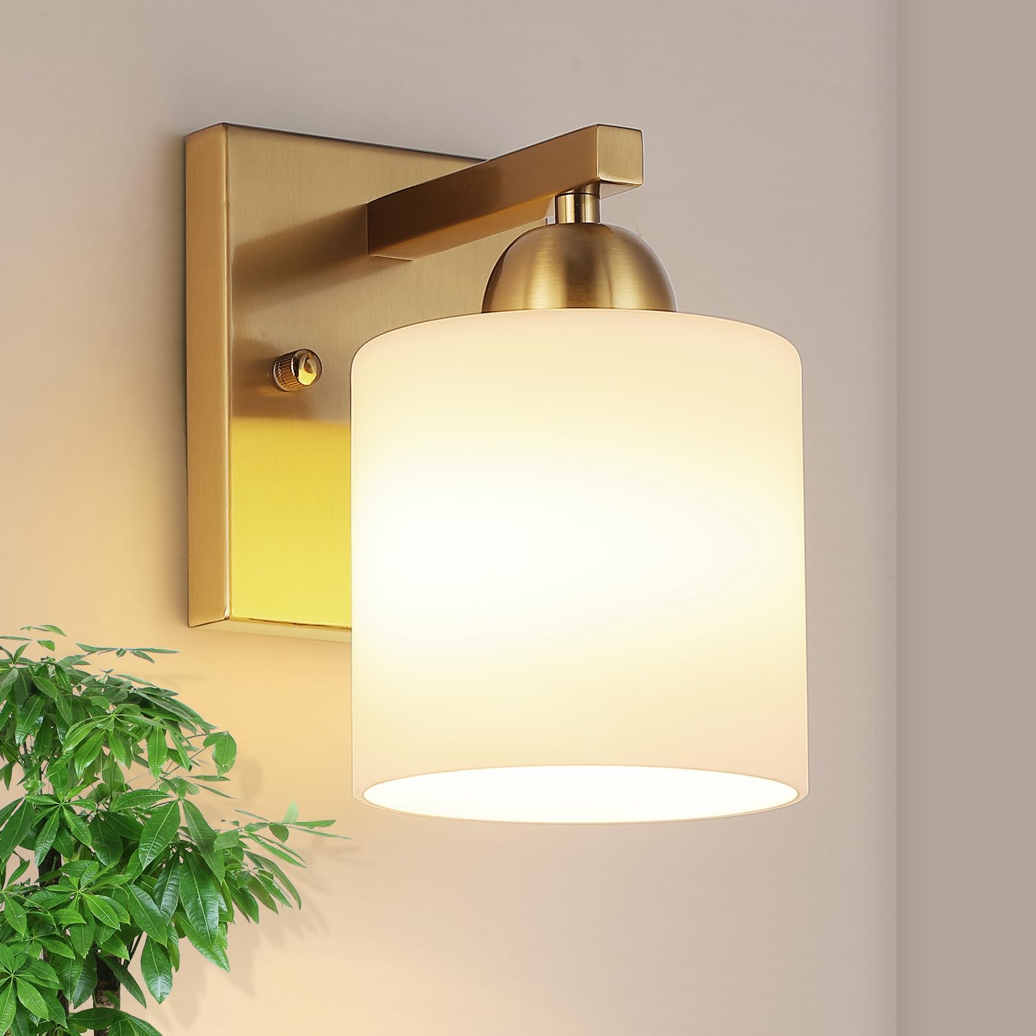 Mecgirn 1-Light Wall Sconce, Brushed Gold Metal Vanity Light Fixture, Modern Design for Bathroom, Hallway, Bedroom, Model B0003-1-1-Gold