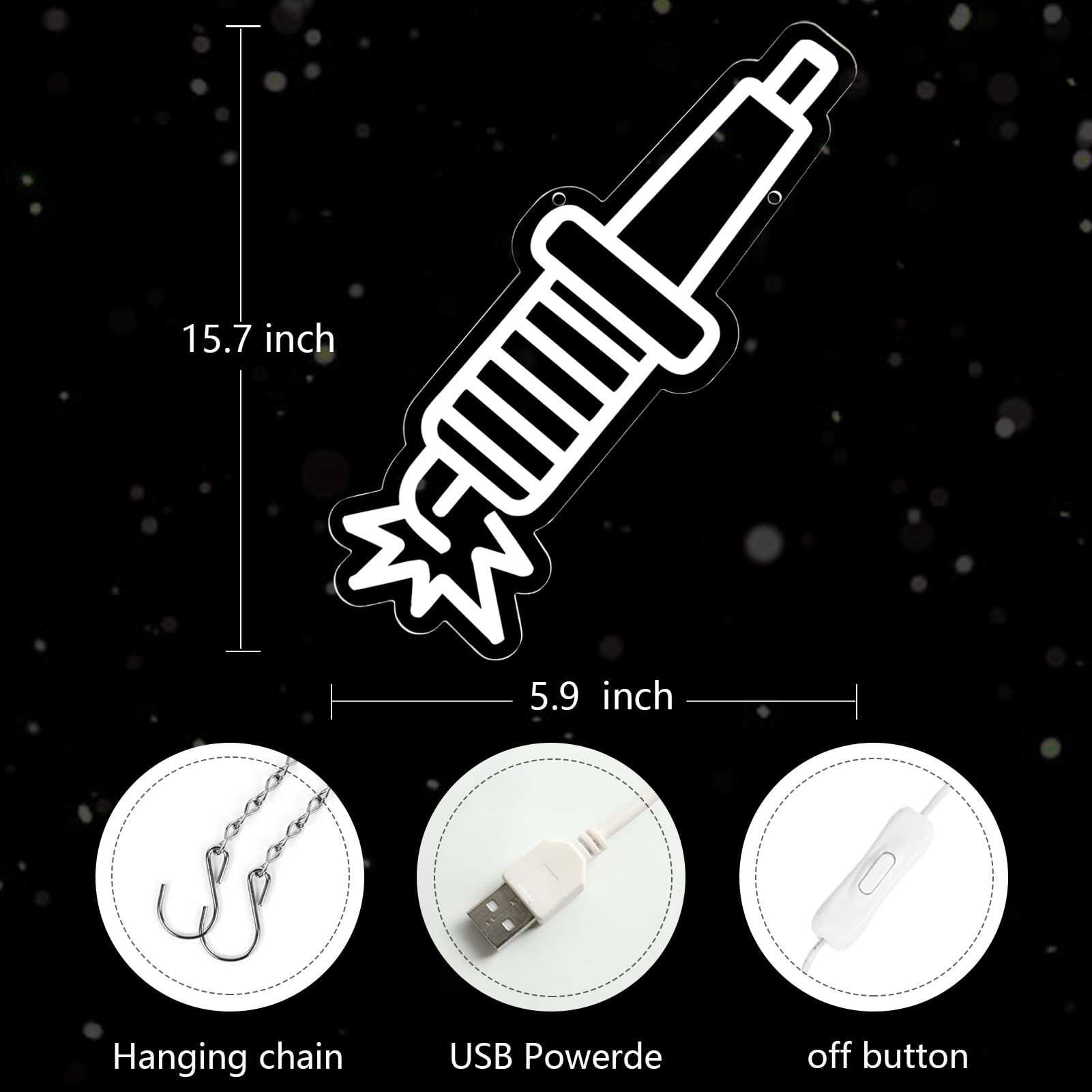 JFLLamp Neon Wall Decor Sign - Spark Plugs Design, 15.7x5.9 Inch, LED Light, Glass Material, Ideal for Bedroom and Garage