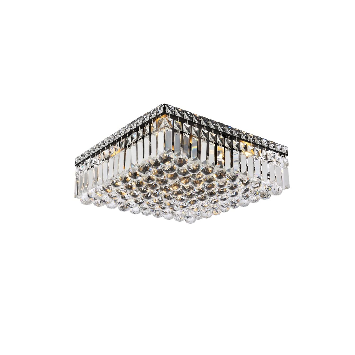 Elegant Lighting Maxime 16&quot; Black Metal & Crystal Flush Mount Ceiling Light Fixture