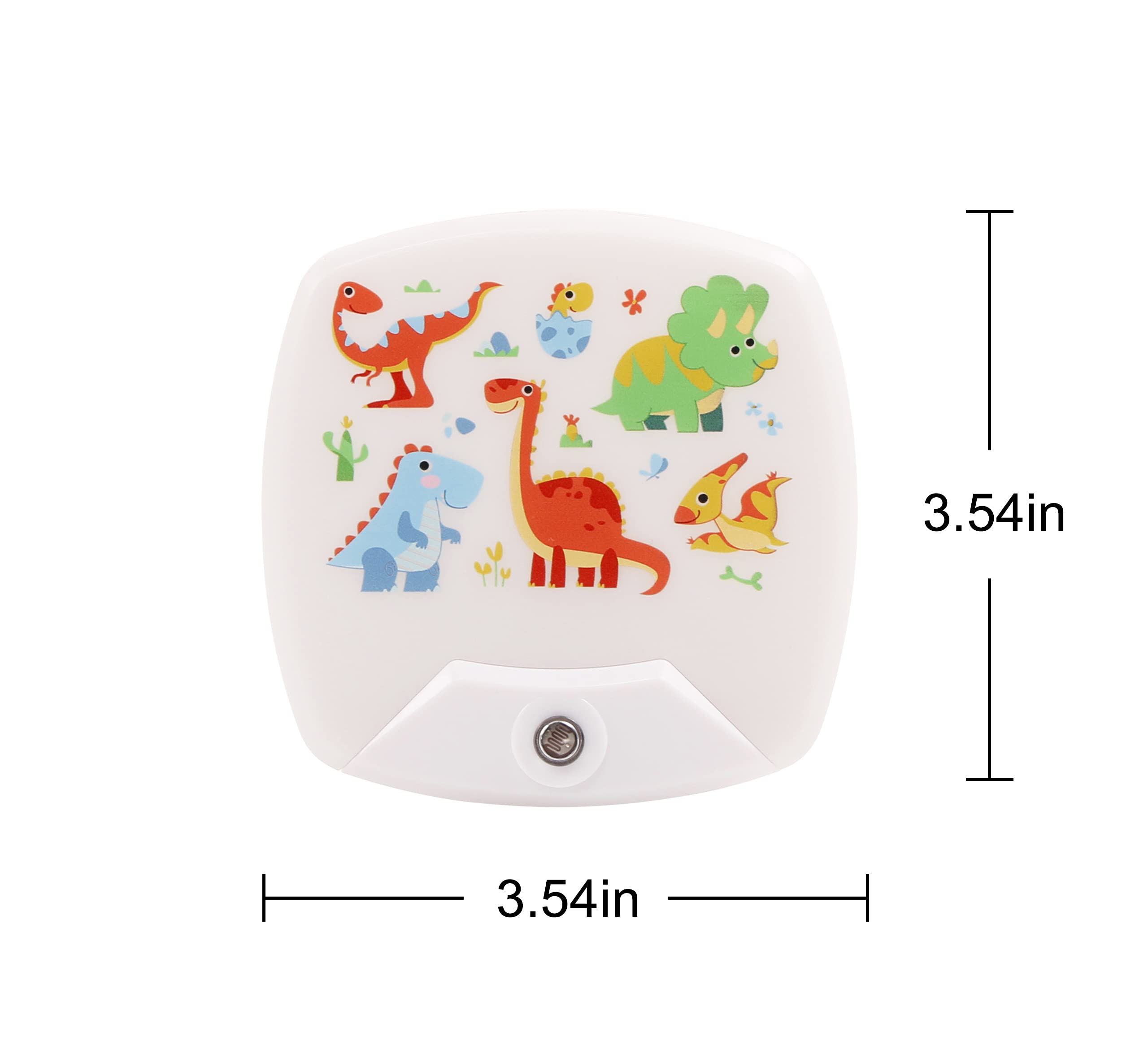2 Pack - Cartoon Dinosaur LED Plug-in Night Light for Kids - Wall Lamp Take Good Care Children Sleep Light Sensor Auto Controlle