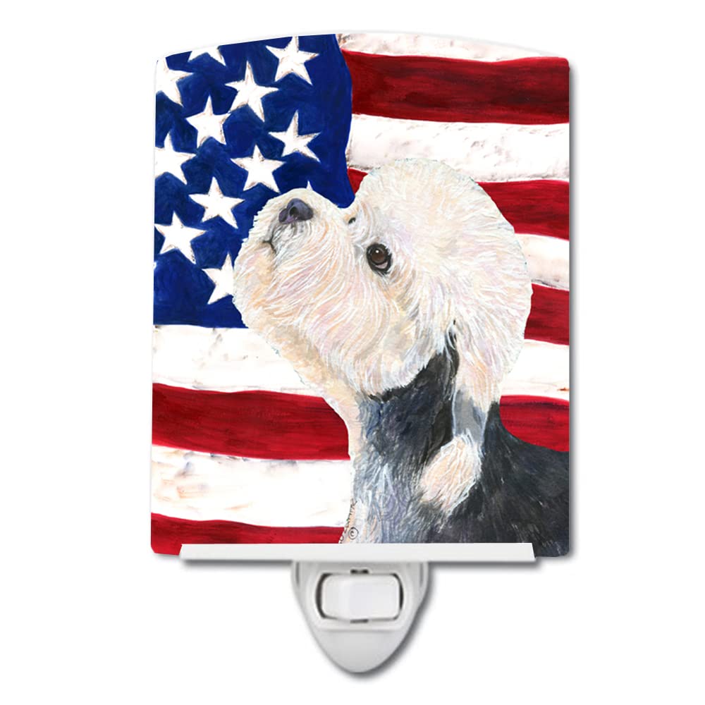 Carolines Treasures Ceramic Night Light, USA American Flag, Dandie Dinmont Terrier, 6x4x3in, Multicolor, Model SS4030CNL
