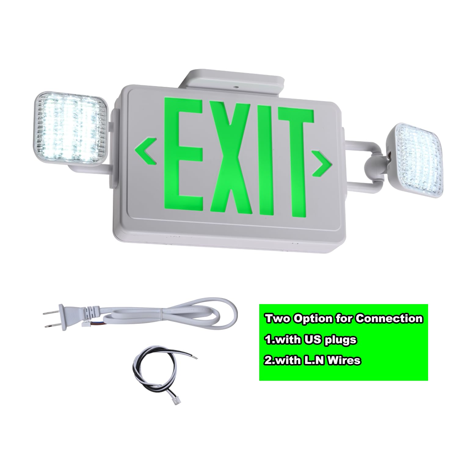 Apmeetlux Emergency Exit Sign - 200lm Battery Operated, UL 924, Green EXIT, White Housing, Model EMGT05-EXIT-G