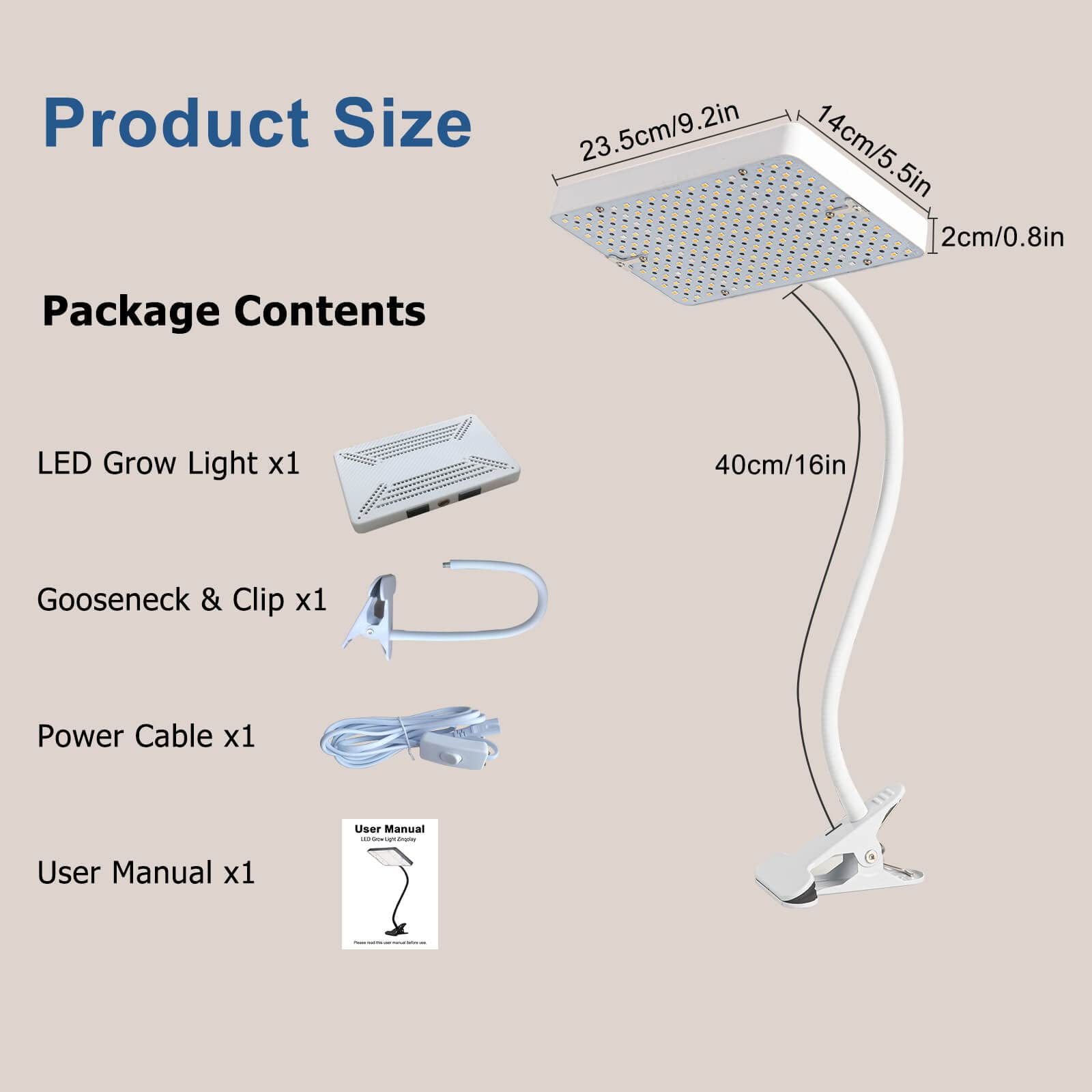 Jinhongto Clip Grow Light Led Full Spectrum Uv Ir, 25 Watt Veg Seed Starting Seedlings Bonsai Houseplant Plant Light, 2000 Lumen