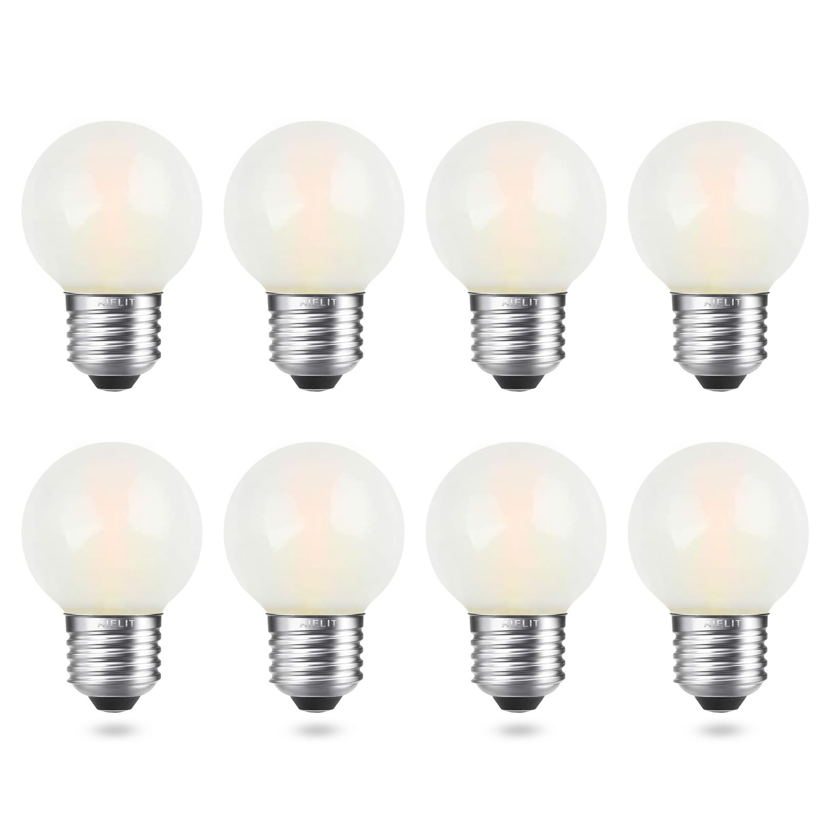 AIELIT 2W Globe Frosted LED Edison Bulb 25 Watts Equivalent, Dimmable Warm White 2700K, Vintage A15/A50 E26 LED Light Bulbs for 