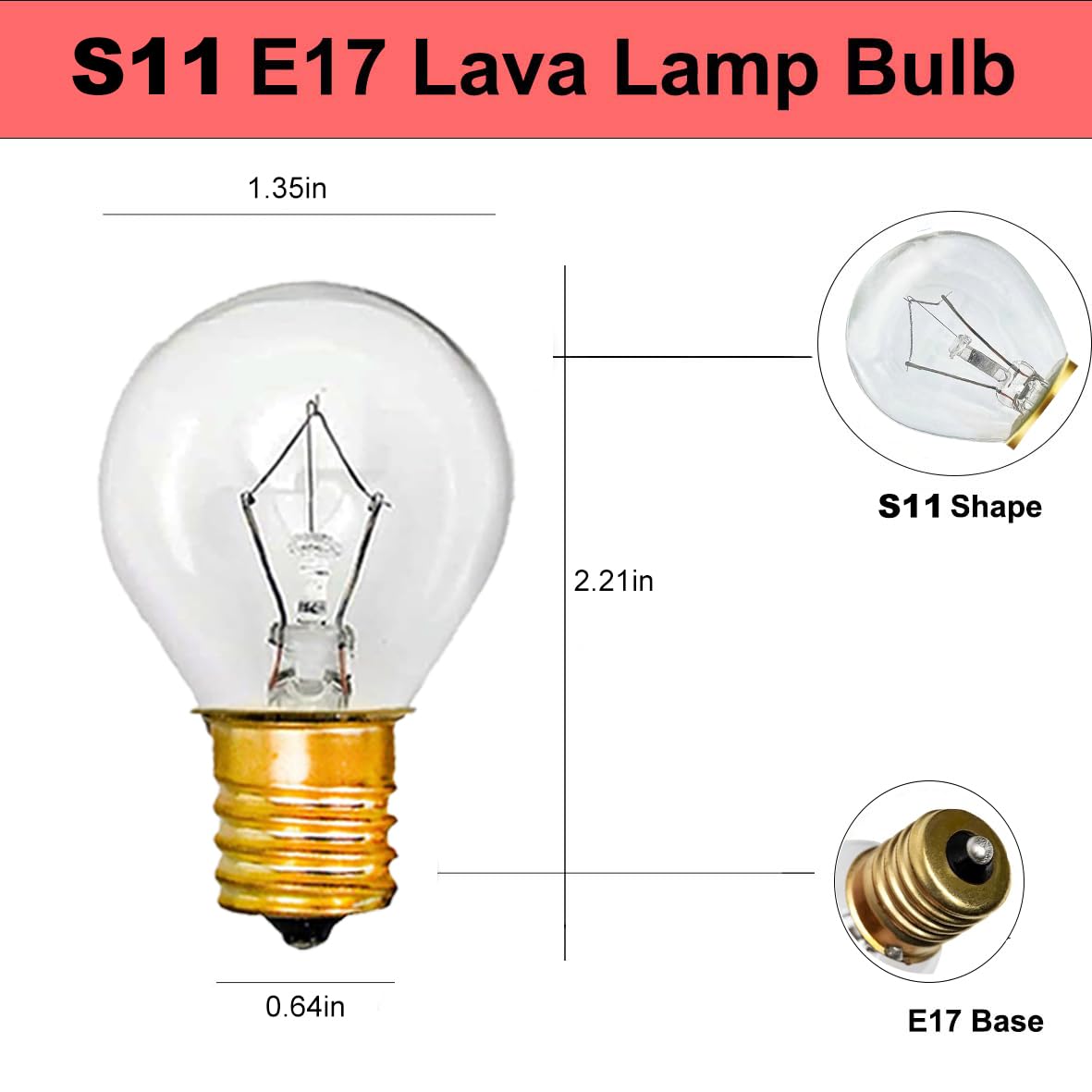 RKOZCSTA Lava Lamp Bulb - E17 110V 30W Replacement, Soft Warm White Glow, Glass, 6-Pack