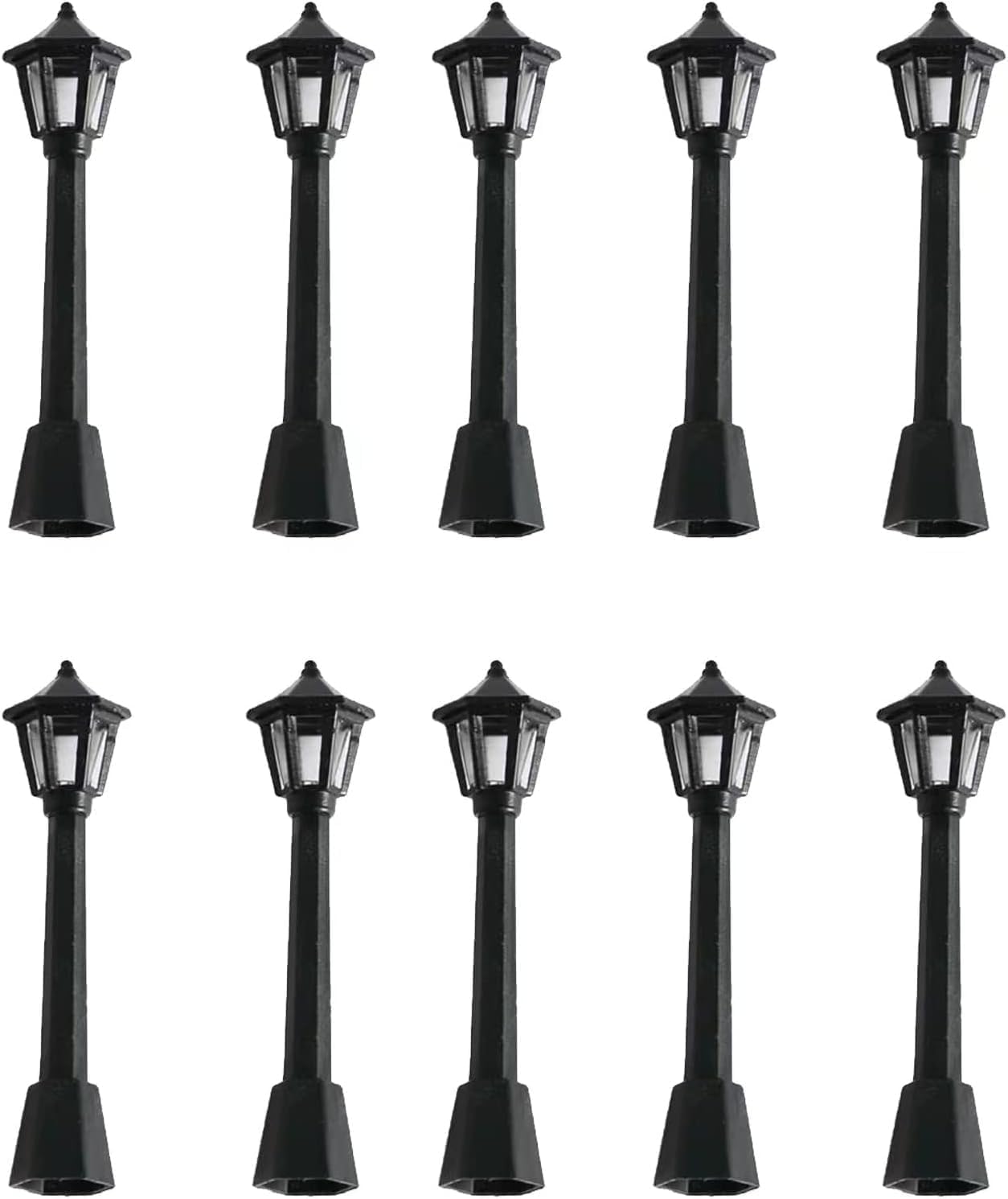 Czhotg 10PCS Mini Street Light Model Railway Train Lamp Miniature Plastic Village Pathway Lantern Post for Micro Landscape Fairy