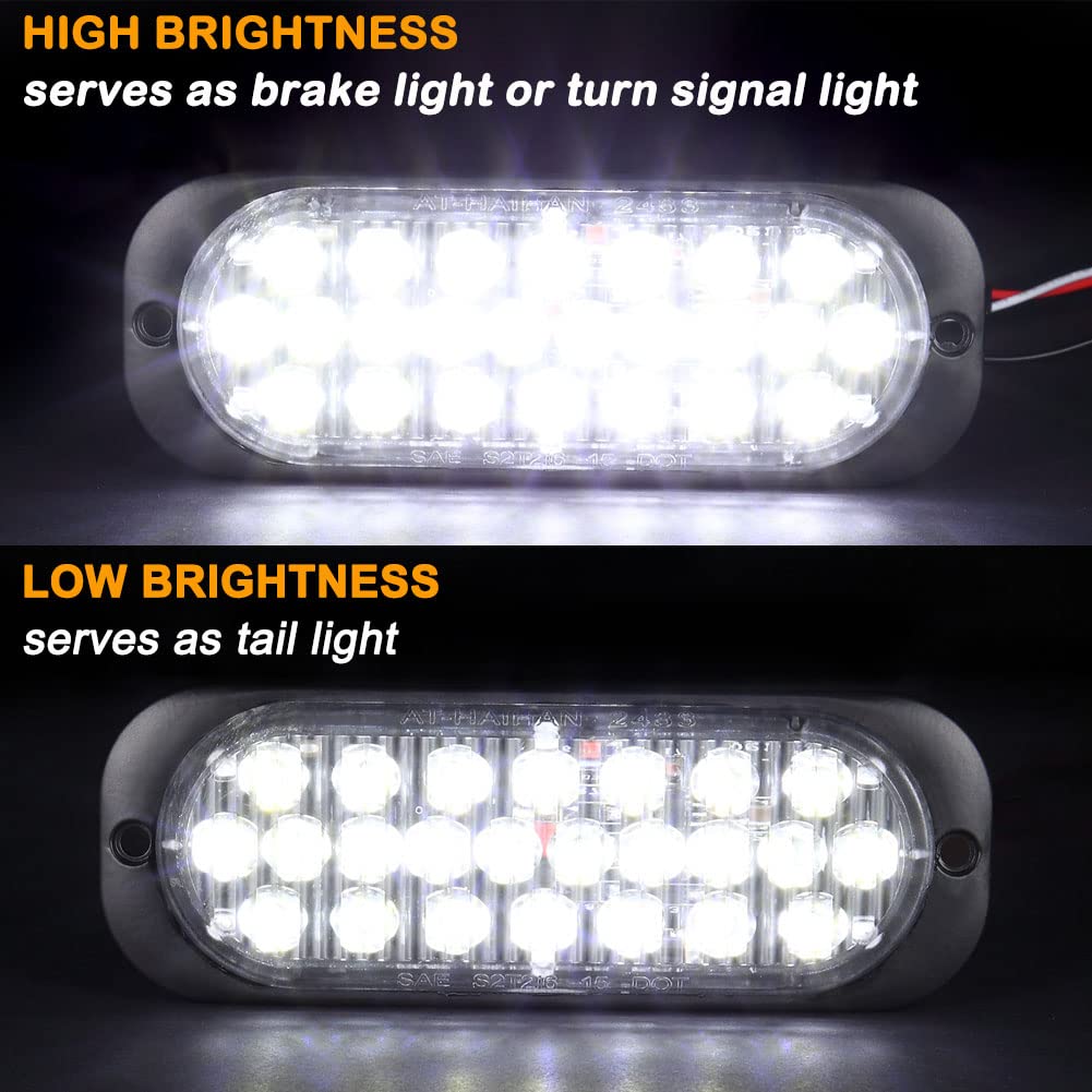 At-Haihan Pack Of 2 Aluminum Housing 24 White Led Trailer Stop Brake Turn Tail Lights, Dot Compliant Waterproof Surface Mount Li