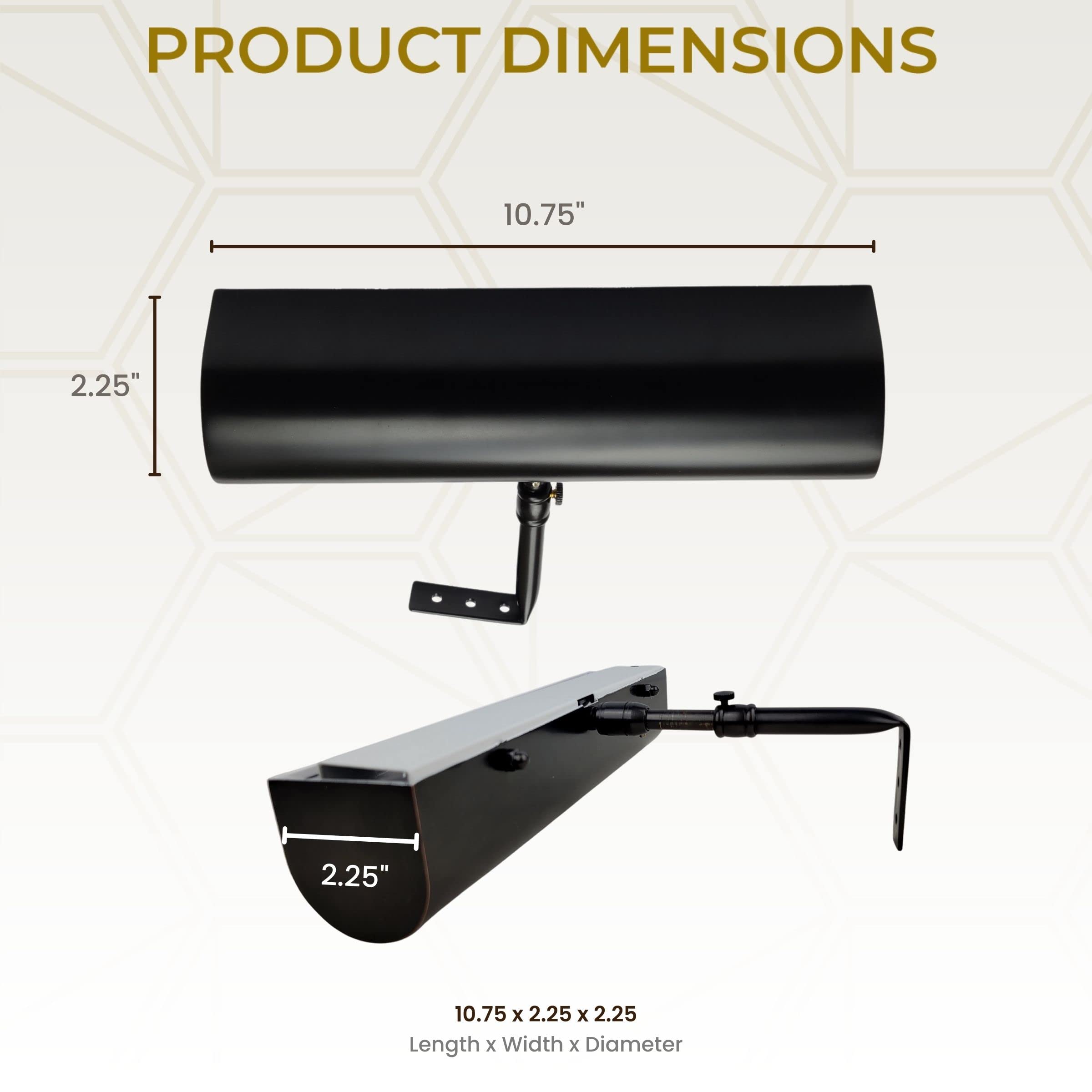 Royal Designs Cordless Remote Control LED Picture Light, Dimmable, 10.75 inch, Black, Model PL-1010-10-BLK