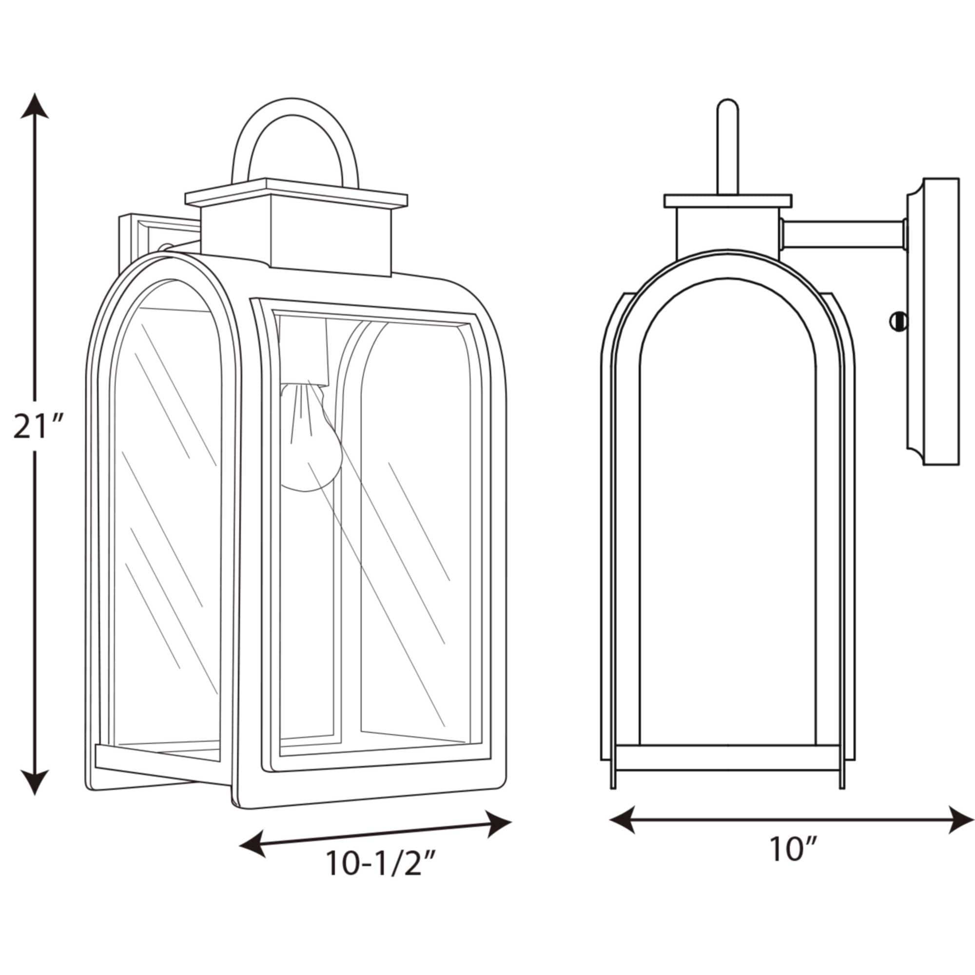Progress Lighting 1-Light Outdoor Wall Lantern, Oil Rubbed Bronze, Clear/Etched Umber Glass, Model P6032-108