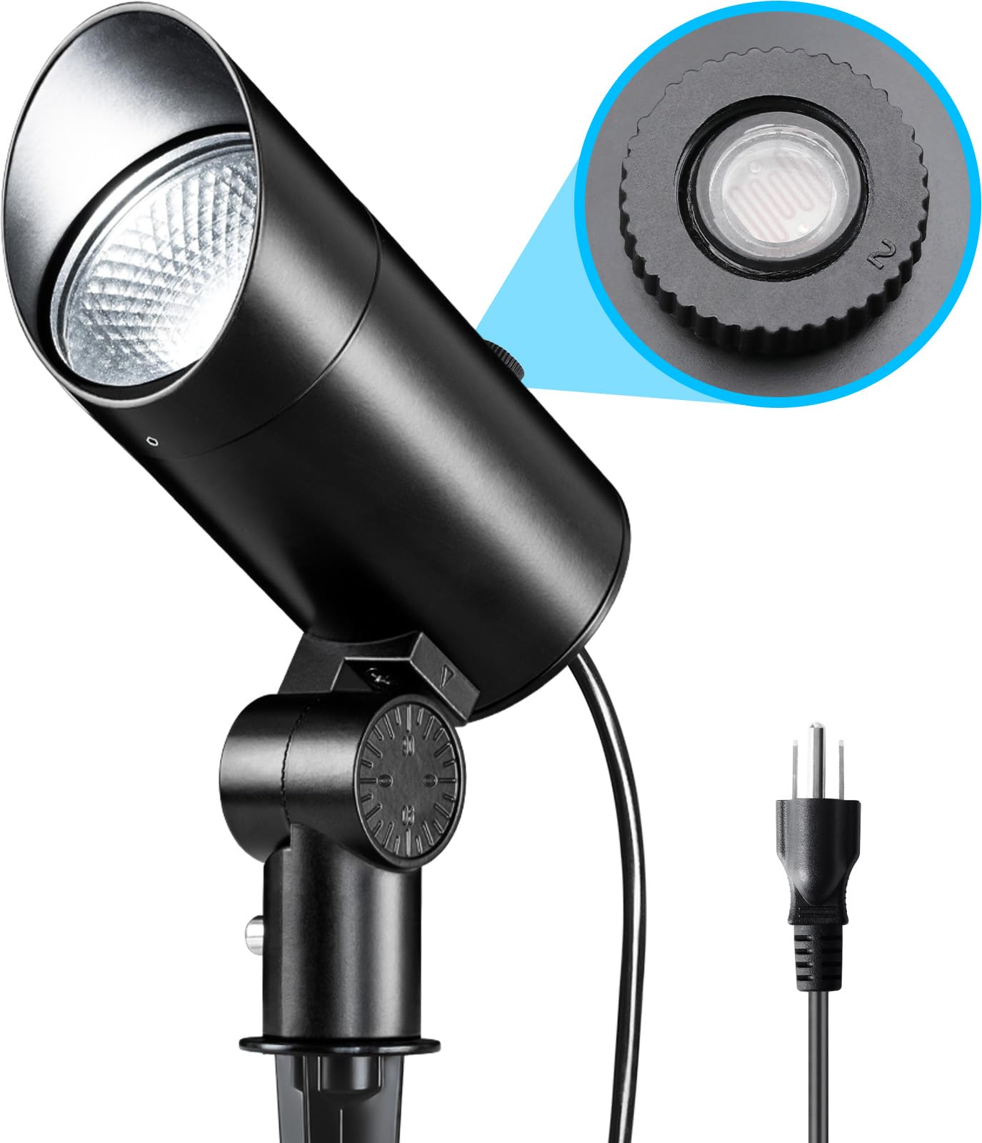 SUNVIE 30W Spot Lights Outdoor 5000K Dusk to Dawn Flag Pole Light 120V Plug in Landscape Spotlight with Photocell Sensor Ultra B