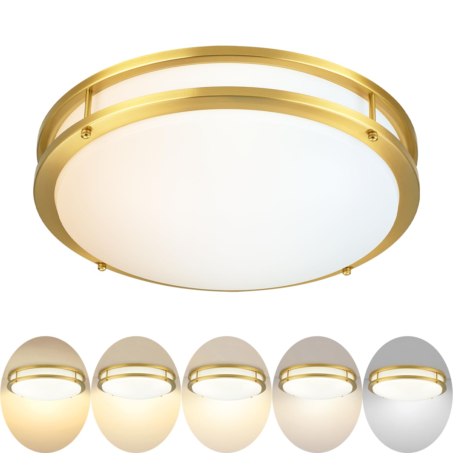 Wheatronic 18 inch Ceiling Light Fixture Flush Mount Gold, 36W Large Living Room Ceiling Light LED, Dimmable Kitchen Lighting Fi