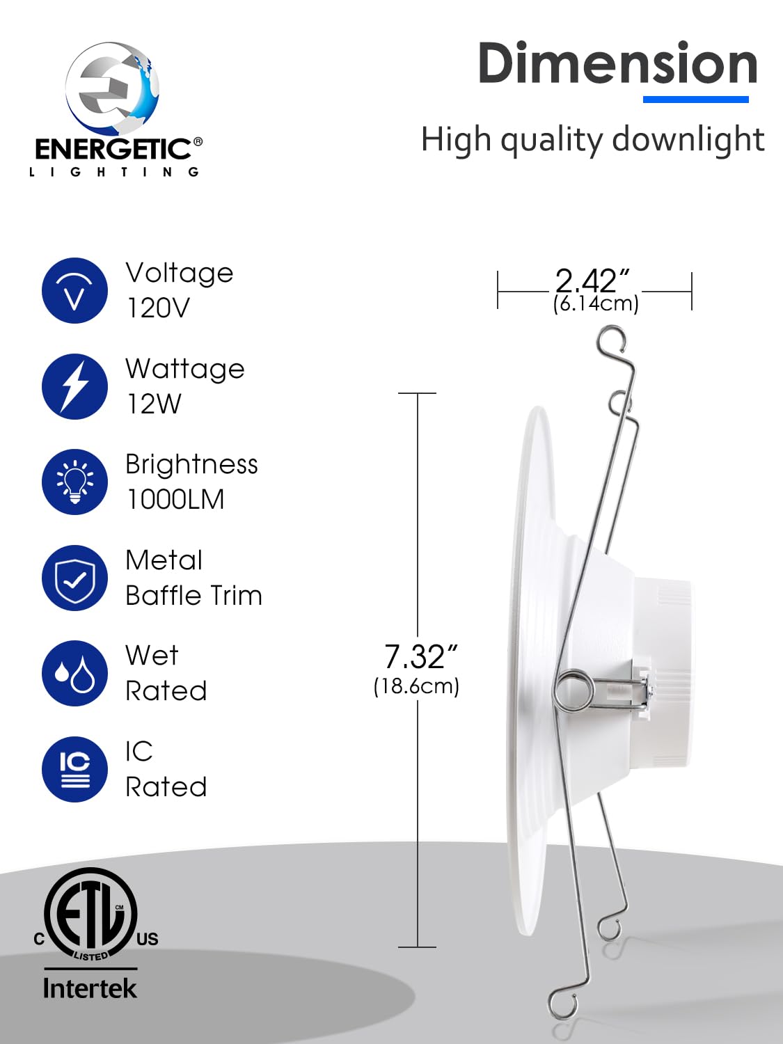 Energetic 5/6 Inch Led Recessed Lighting, 1000Lm, 4000K Cool White, 13W=150W, Dimmable Led Can Light, Damp Rated, Simple Retrofi