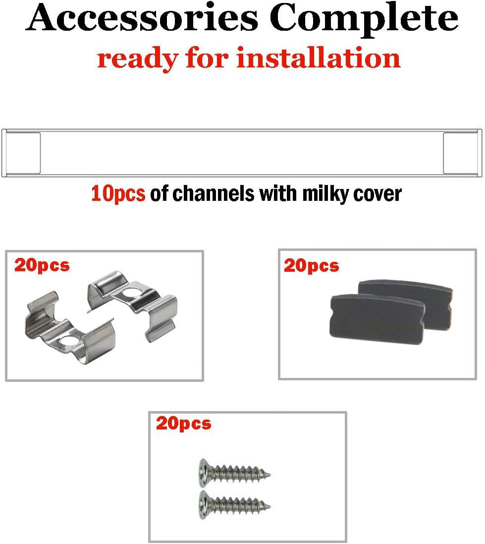 StarlandLed Aluminum Channel 10-Pack for 16mm LED Strip Light, 6.6Ft/2M, Black, Model 05P10-2MB