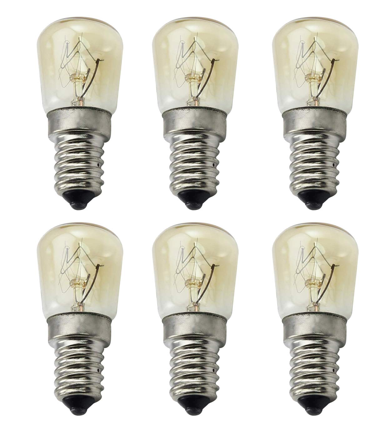 CTKcom T25 E14 Oven Light Bulbs, 25W, Warm White, 360° Beam Angle, 6 Count, Heat Resistant, 110-130V