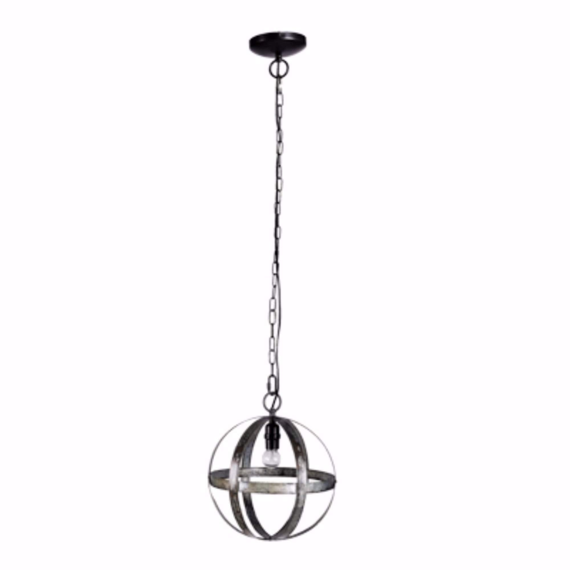 Stylish Iron Sphere 1 Light Pendant, Black