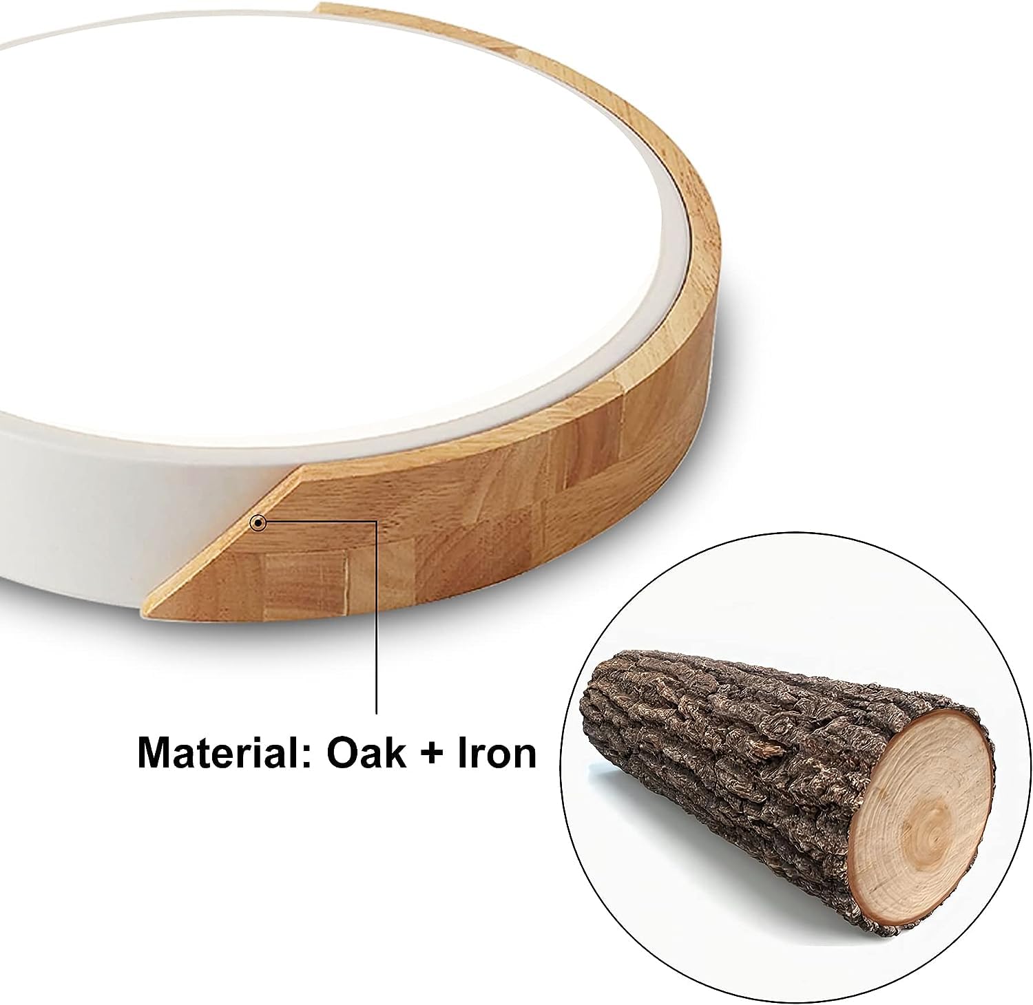 Wood Led Flush Mount Ceiling Light  3Cct 3000K-6500K Modern Round Close To Ceiling Lighting Fixtures 12 Inch Minimalist White Ceiling Lamp For Living Room  Bedroom  Laundry Room  Not Dimmable