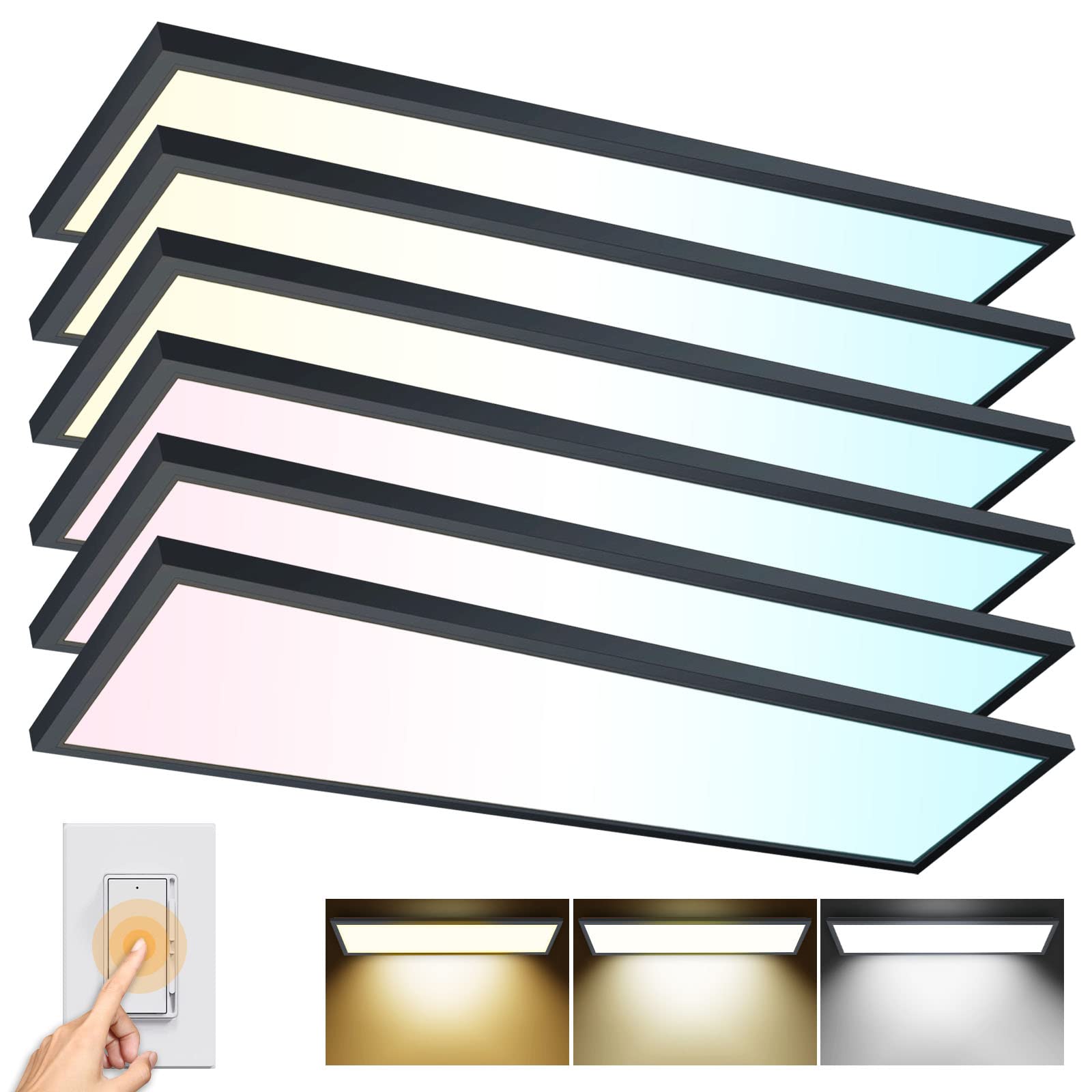 Aikvsxer 6 Pack 1X4 Led Ceiling Light, 5500Lm Dimmable, 3000/