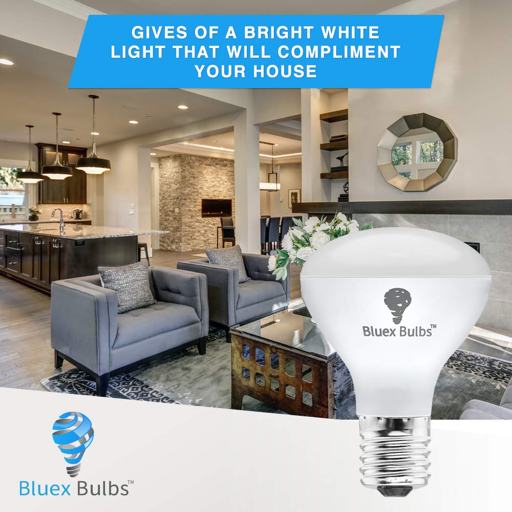 Bluex Bulbs 4 Pack R14 LED Dimmable Bulbs, 4W E17 Base, 4000K Cool White, Mini Reflector Floodlight, 40W Equivalent