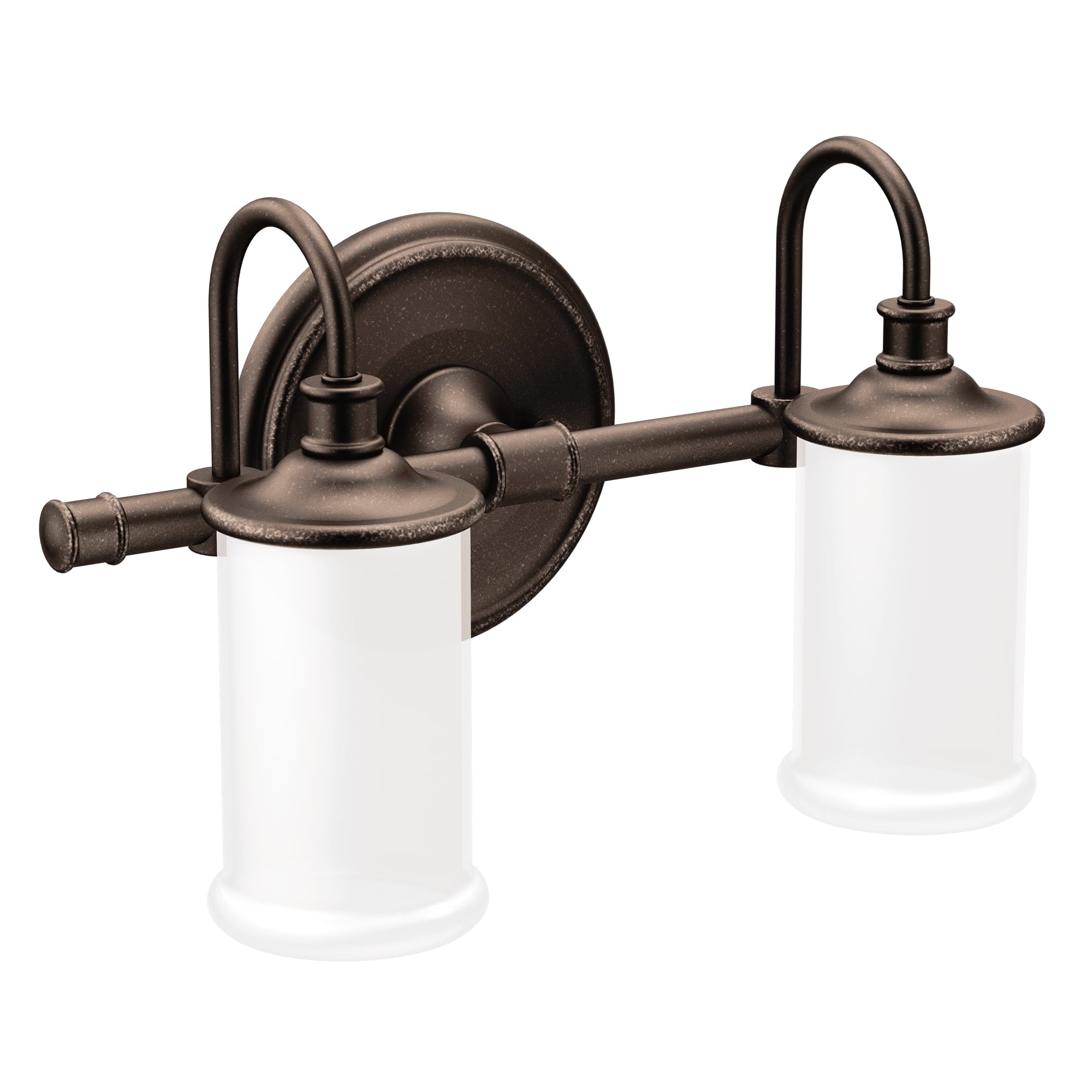 Moen Belfield Oil Rubbed Bronze 2-Light Dual-Mount Bath Bathroom Vanity Fixture with Frosted Glass, YB6462ORB
