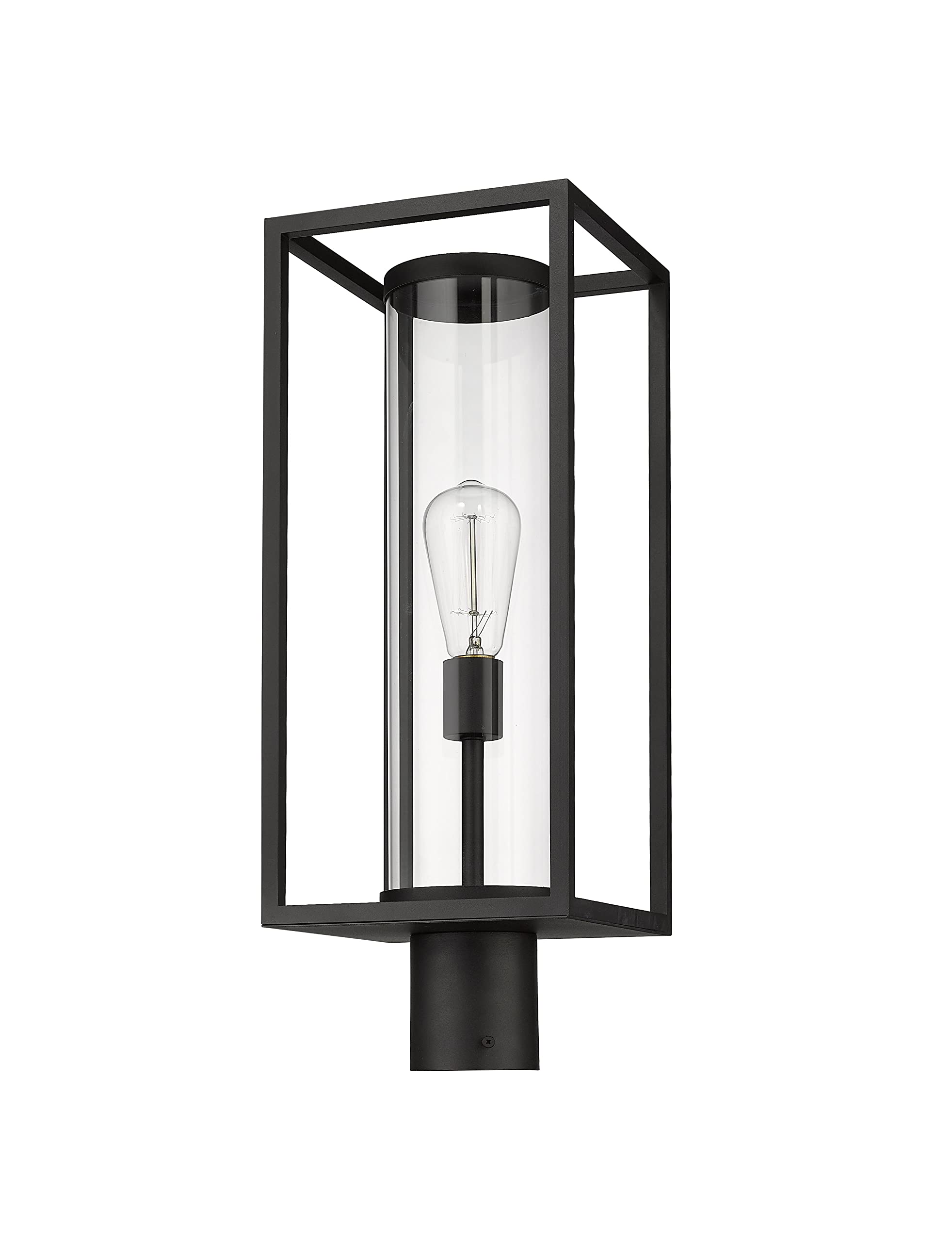 Z-Lite Outdoor Post Mount Fixture, 1 Light, Glass, Black, Model 584PHMR-BK