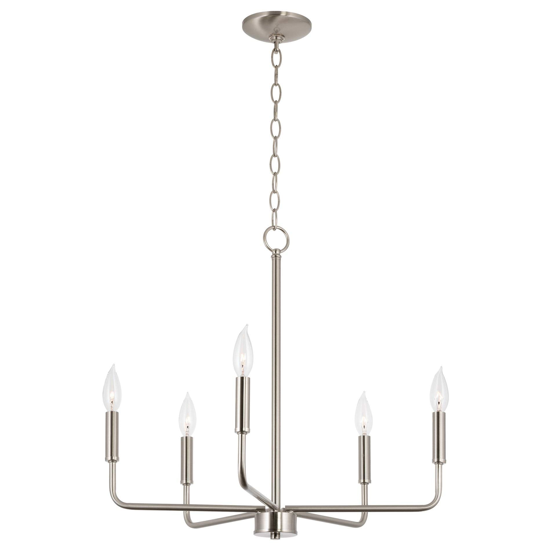 Kira Home 22in 5-Light Modern Chandelier, Adjustable Height, Brushed Nickel Finish, Model RV-CC2469-5-BN