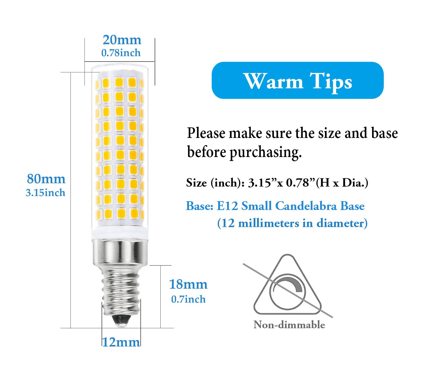 Greeogin T6 E12 10W Led Candle Bulbs,4000K Natural White,1200Lm E12 Led Candelabra Bulbs C7 For Ceiling Fan Chandelier Pendant L