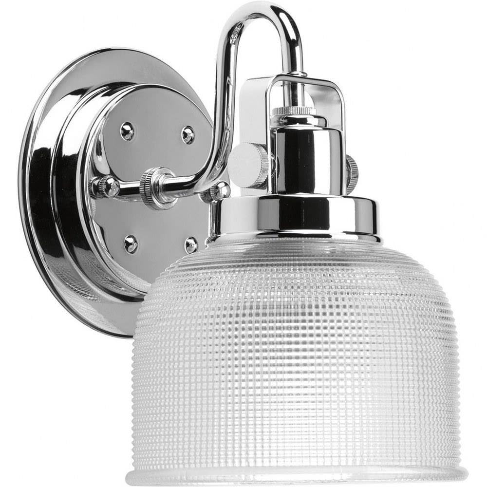 Progress Lighting Bath Bracket, 1-Pack, Polished Chrome, Glass, Model P2989-15, 100W MED